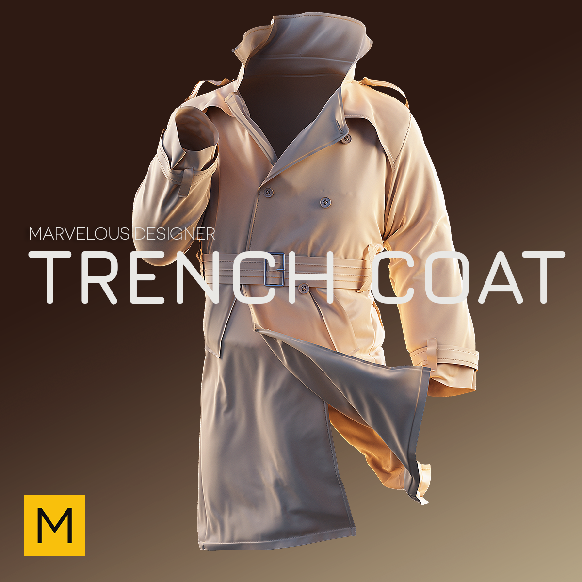 marvelous designer: create a 3d trench coat