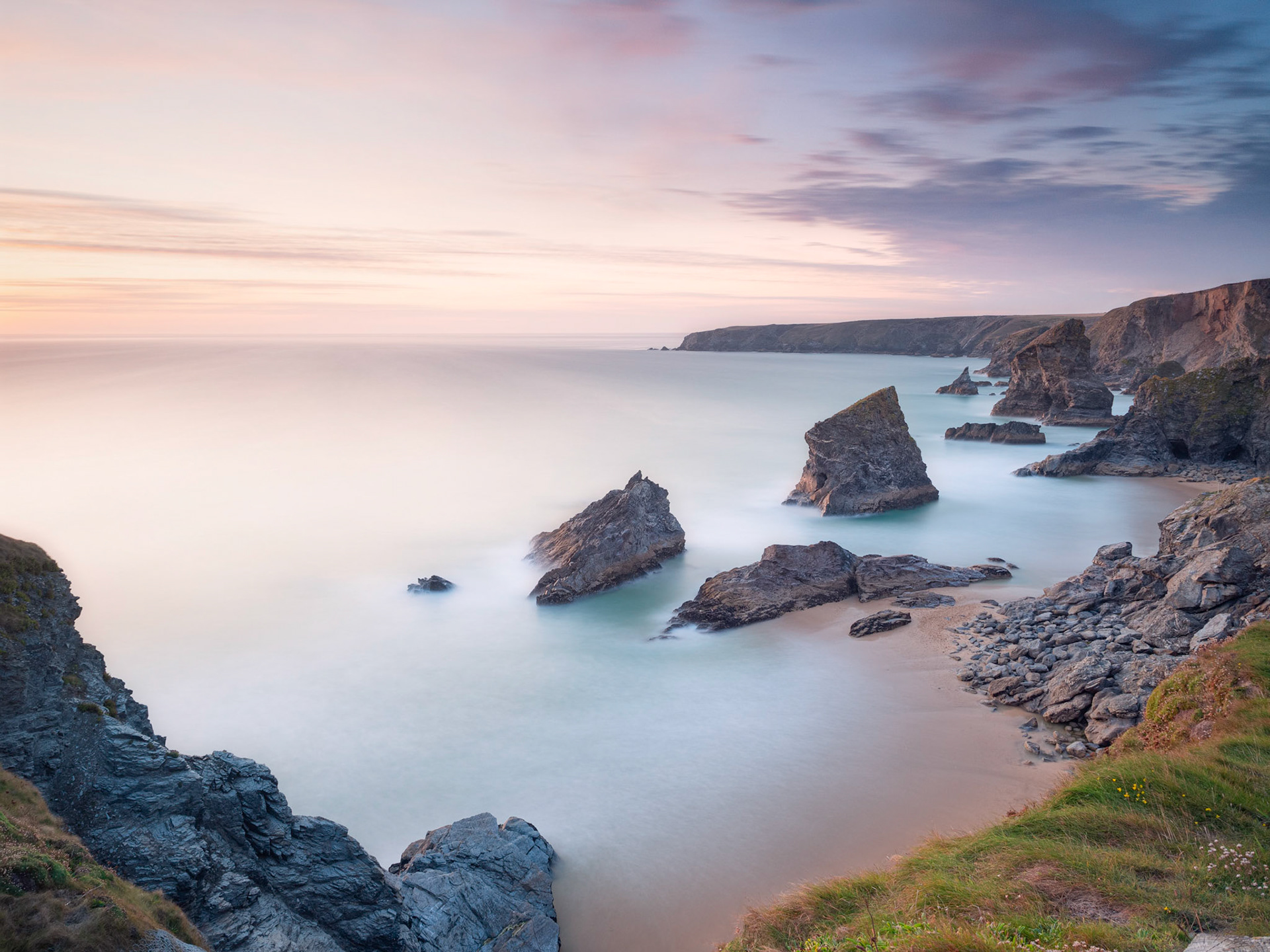 Last misty light in Bedruthan Steps