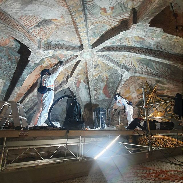 Konservering av medeltida kalkmåleri, Edebo kyrka