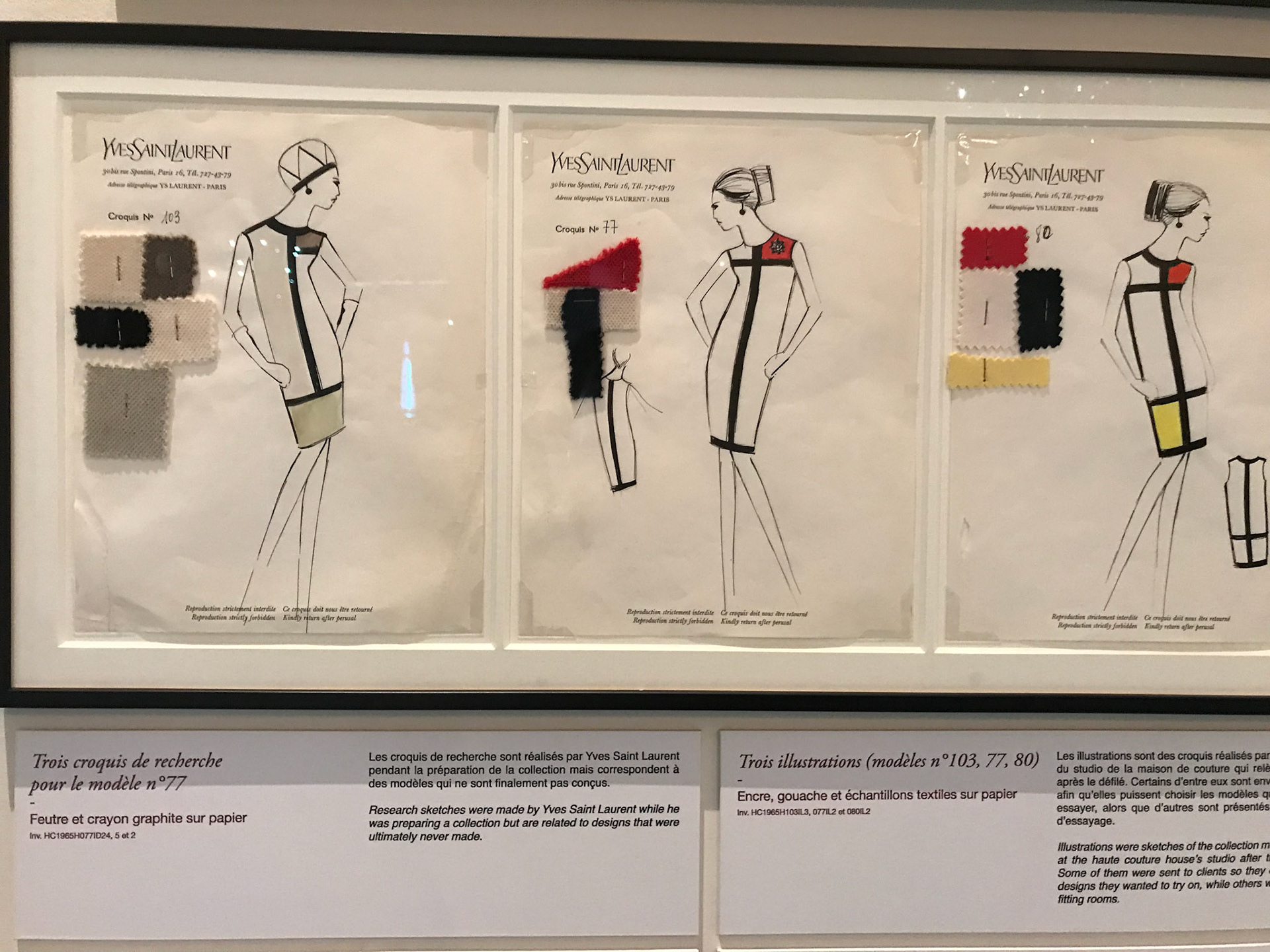 パリサンローランミュージアム https://museeyslparis.com 丁寧に描かれたデザイン画 明確な世界観と几帳面さが伝わる