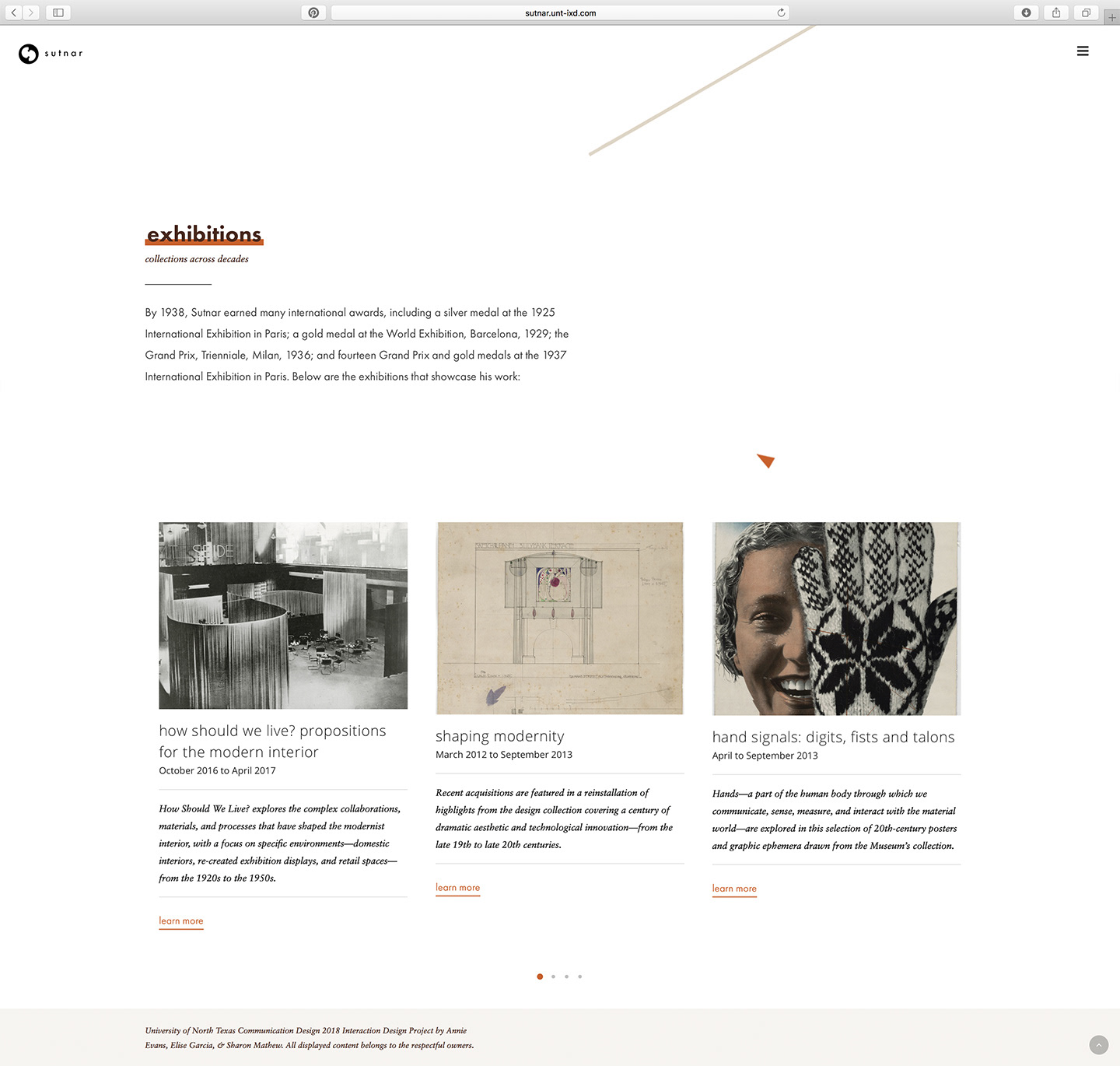 Exhibitions Page Overview