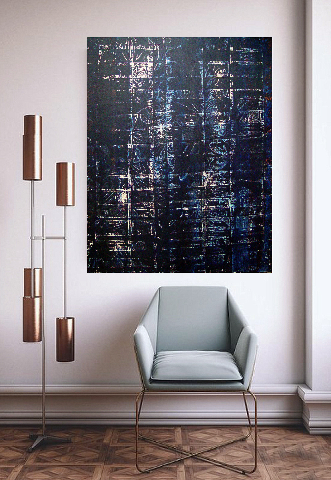 1985 - Acrylique - Empreintes de plis sur toile- 130x89cm