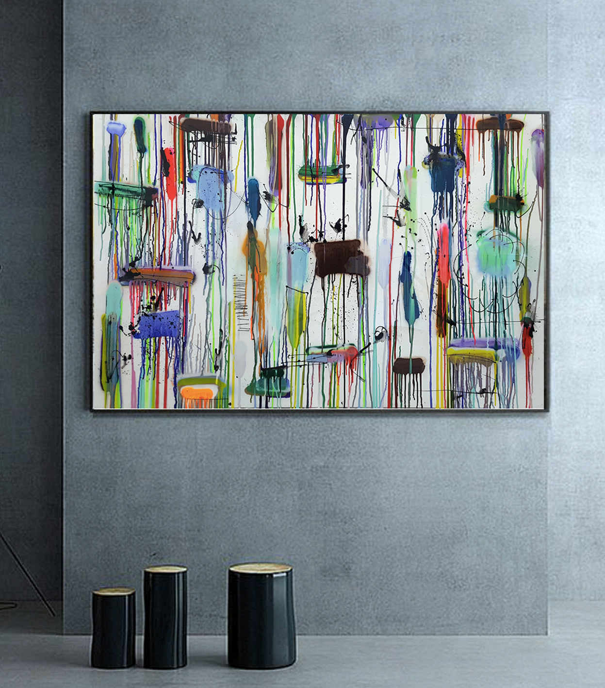 Peinture 200910 - 97x146cm/38,1’x57,4’ - Polymer and spray paint on polycarbonate, on canvas