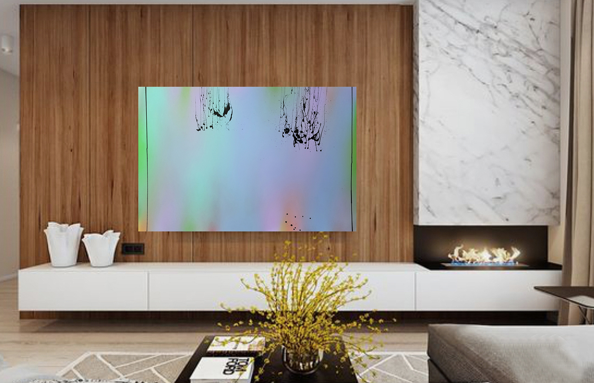 Peinture 200720 - 97x146cm/38,1’x57,4’ - Polymer and spray paint on polycarbonate, on canvas or not