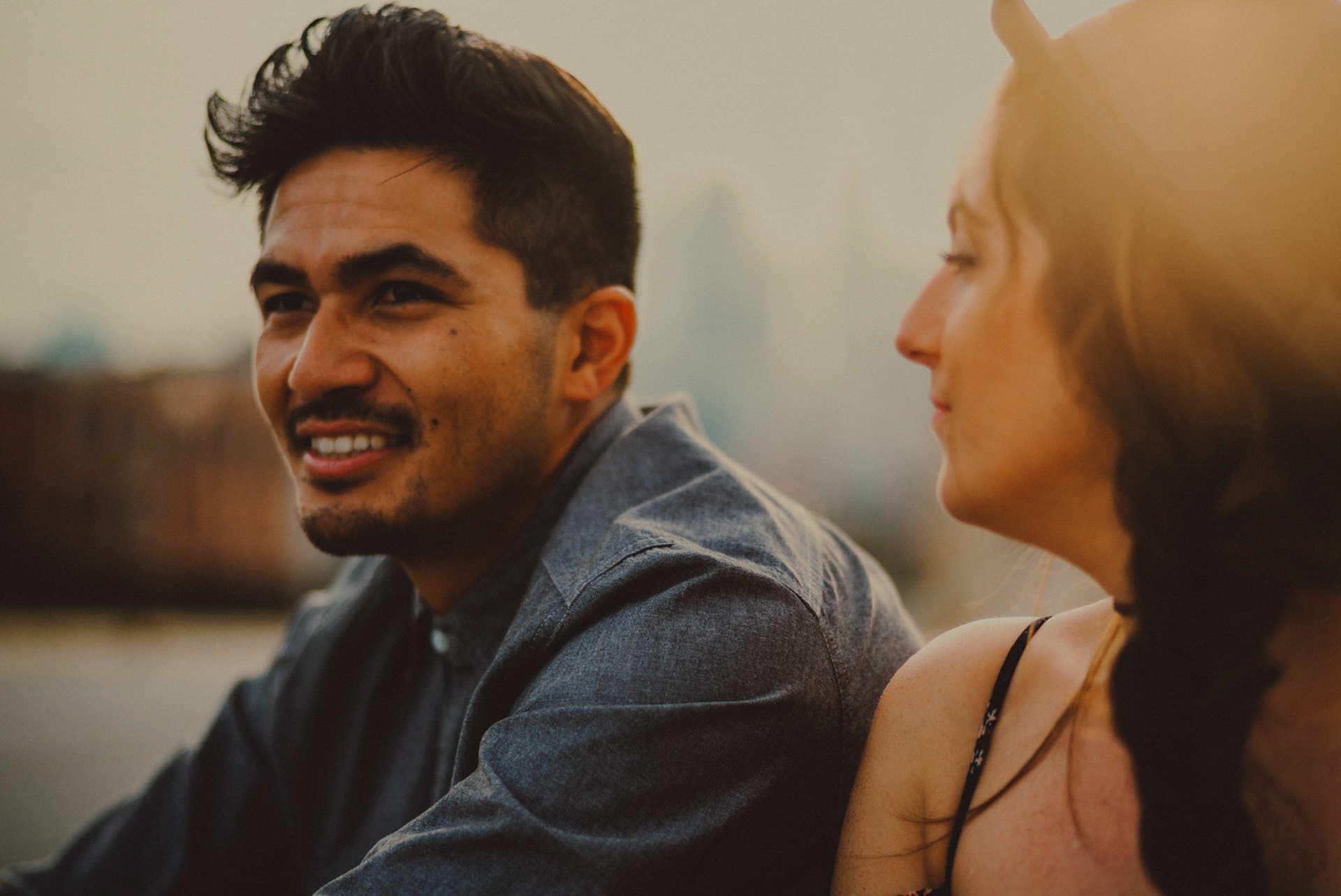 E 1st Street Bridge casual city engagement shoot in Downtown Los Angeles, California, USA, July 2018, Leica M.