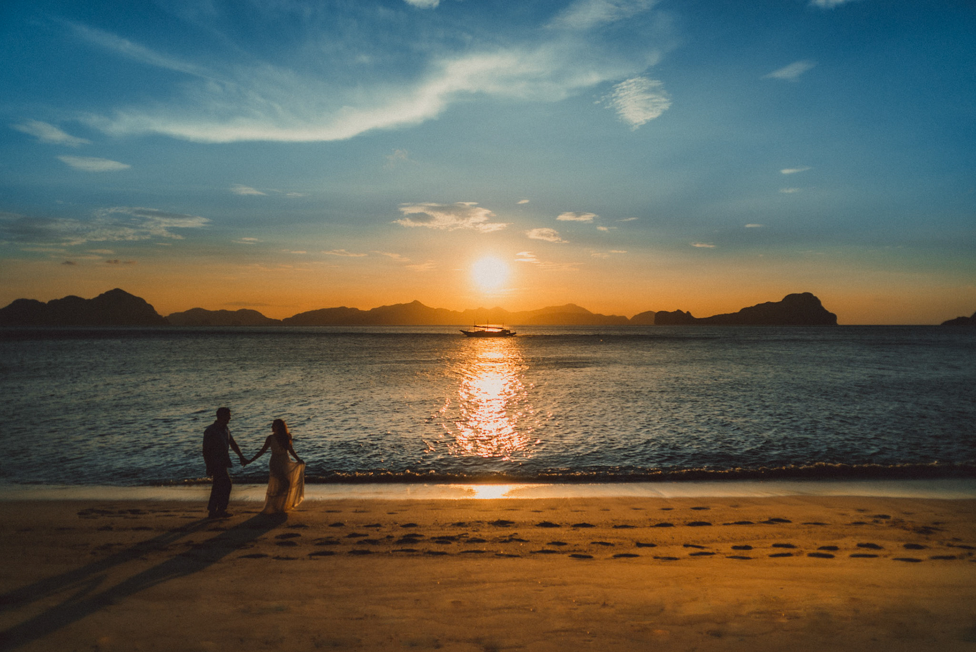 A sunset and golden hour portrait shoot by the beach, from Peter &amp; Alexis' adventure engagement in El Nido, Palawan, Philippines, Southeast Asia, April 2018, Sony A7SII