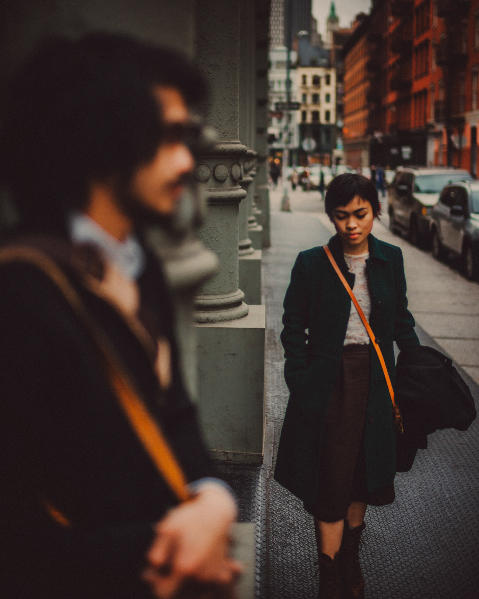 Crosby St SOHO couple portraits, from AC &amp; Winona's casual and chill engagement shoot in Manhattan, New York City, USA, December 2017, Leica M.