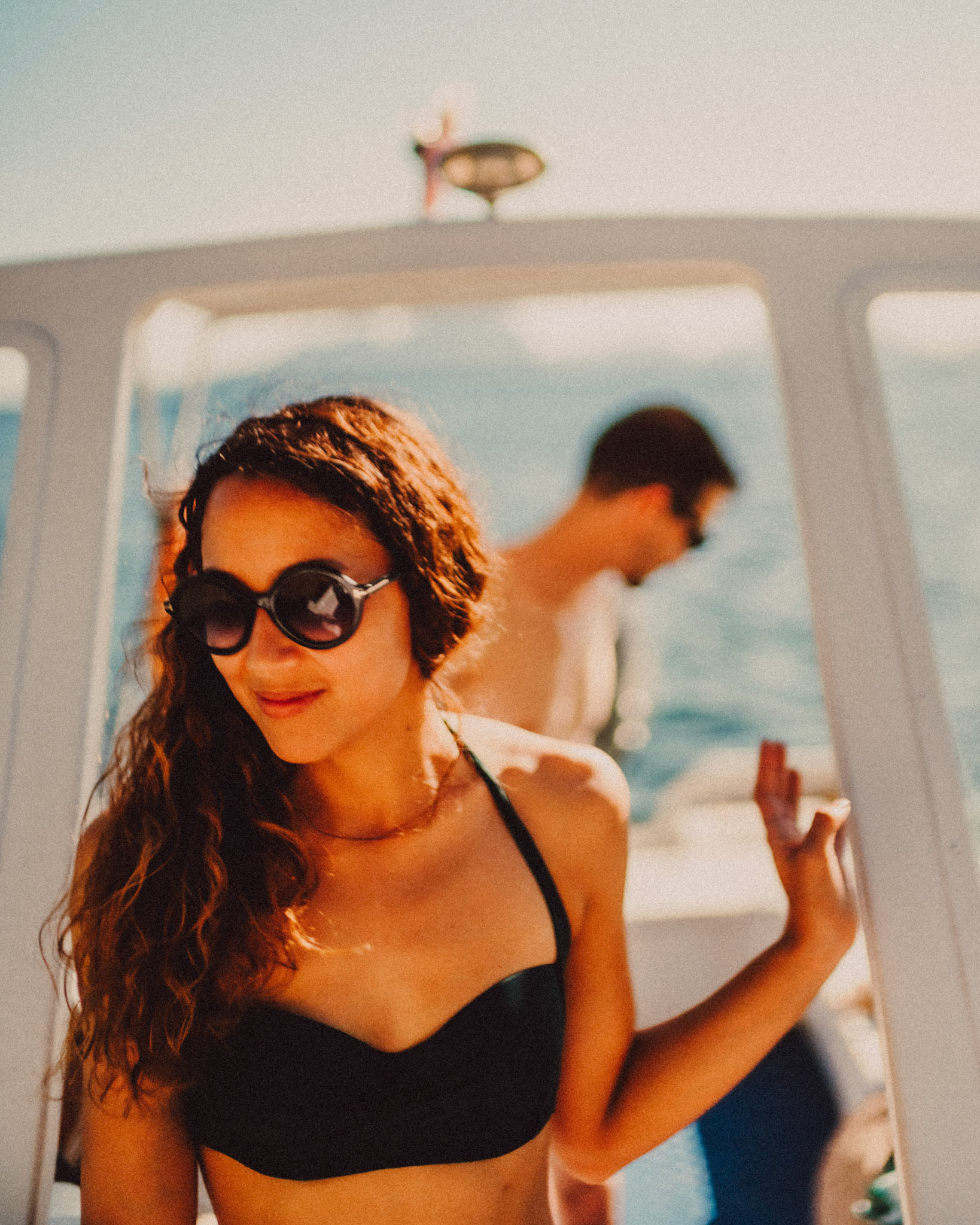 Couple portraits on a speedboat near Paradise Beach, Cadlao Island, El Nido, Palawan, Philippines, Southeast Asia, April 2019, Sony A7III.