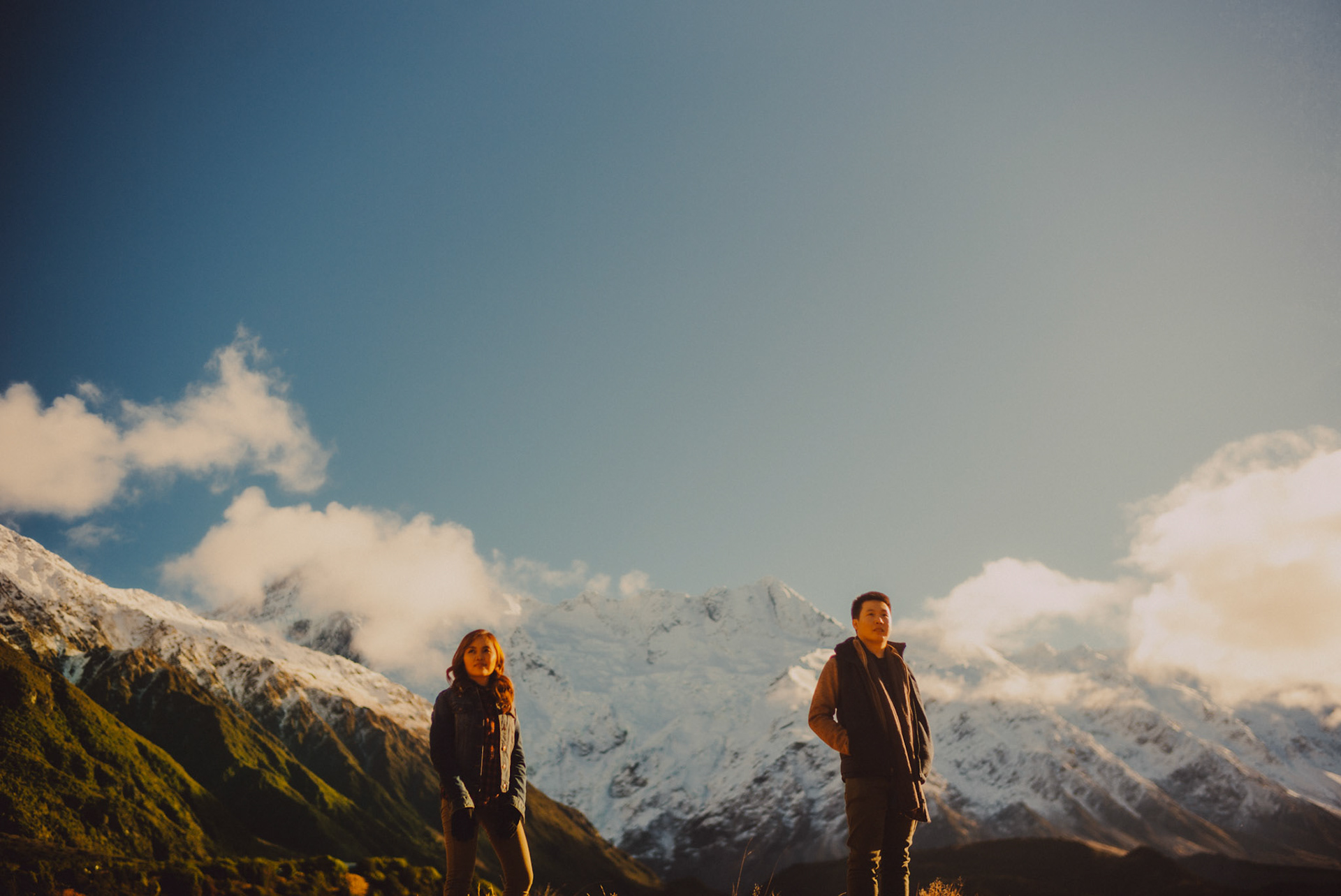 Adventure pre-wedding portraits in Aoraki Mount Cook National Park, New Zealand, June 2017, Leica M.