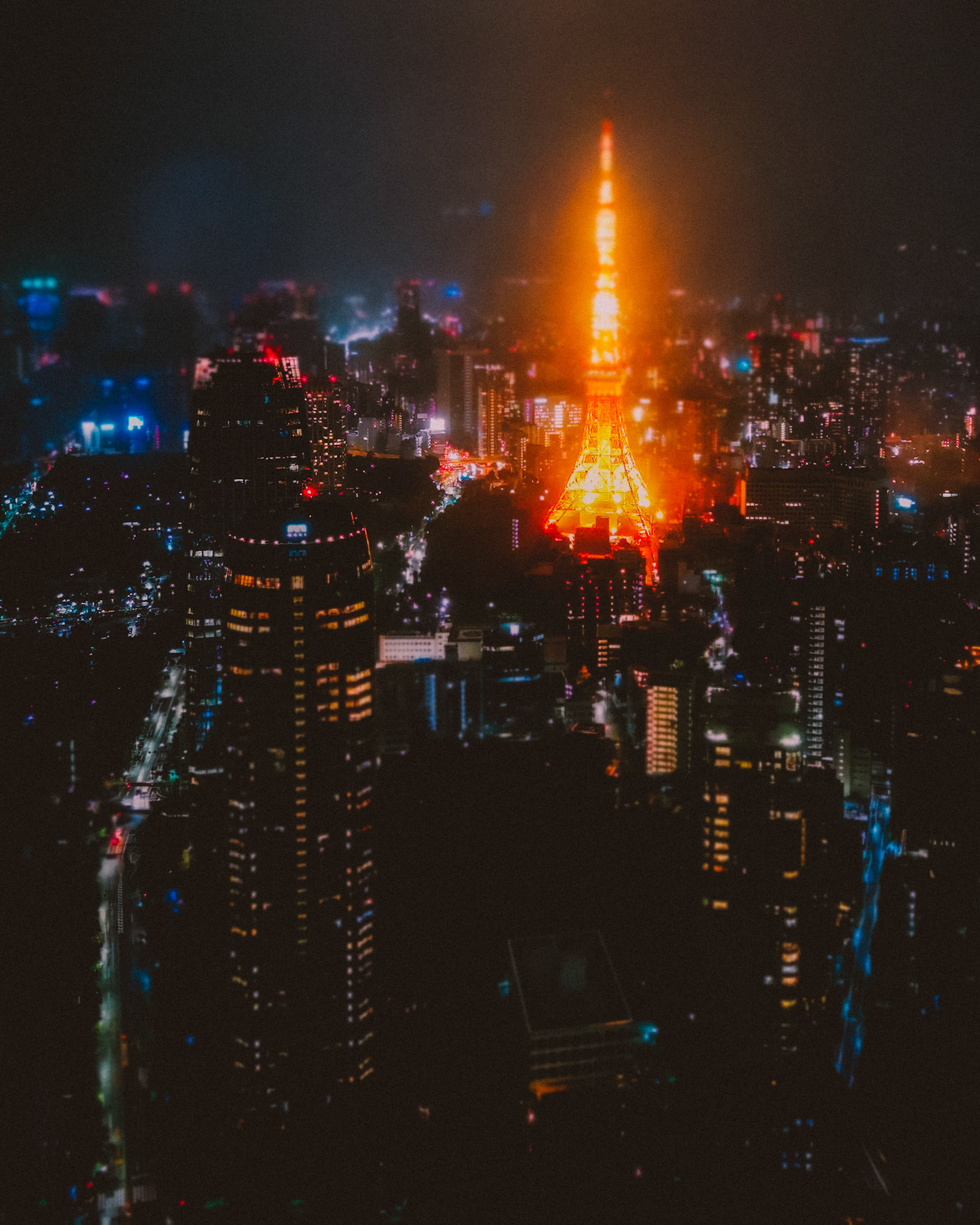 Tokyo Tower on a rainy night, Minato, Tokyo, Japan, October 2019, Huawei P30 Pro.