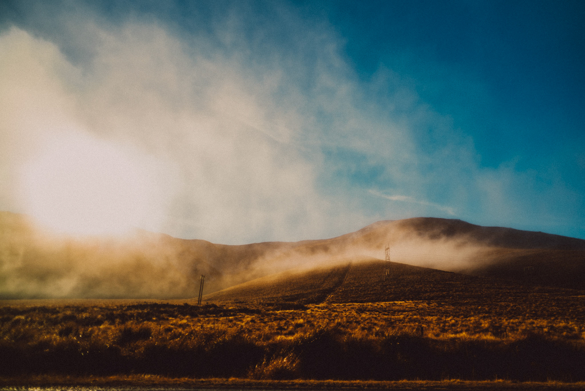 A foggy hilltop at Brukes Pass en route to Christchurch, Canterbury, New Zealand, June 2017, Sony A7SII.