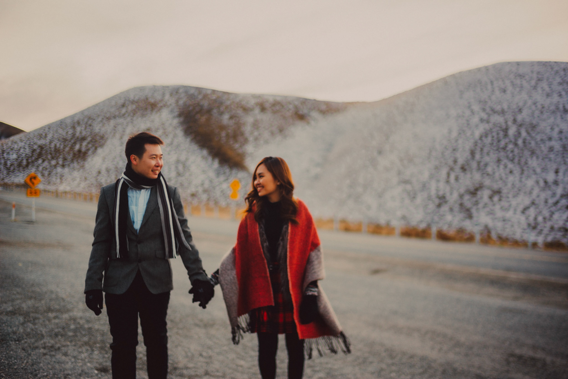 Pre-wedding portraits in a snowfield, Otago, New Zealand, June 2017, Leica M.