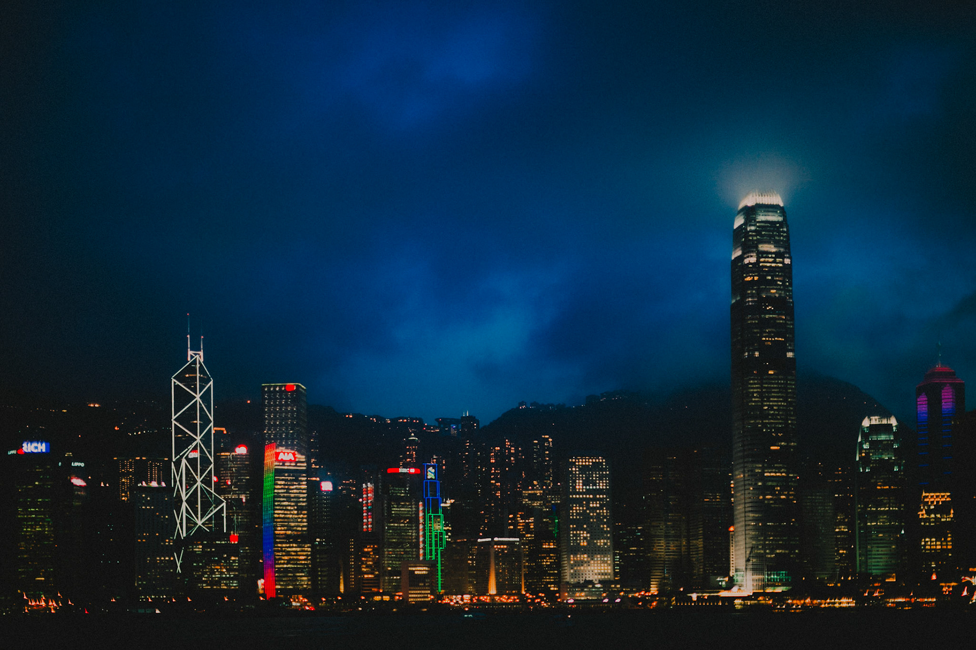 Victoria Harbour at night, Tsim Sha Tsui, Hong Kong, May 2013, Canon 6D.
