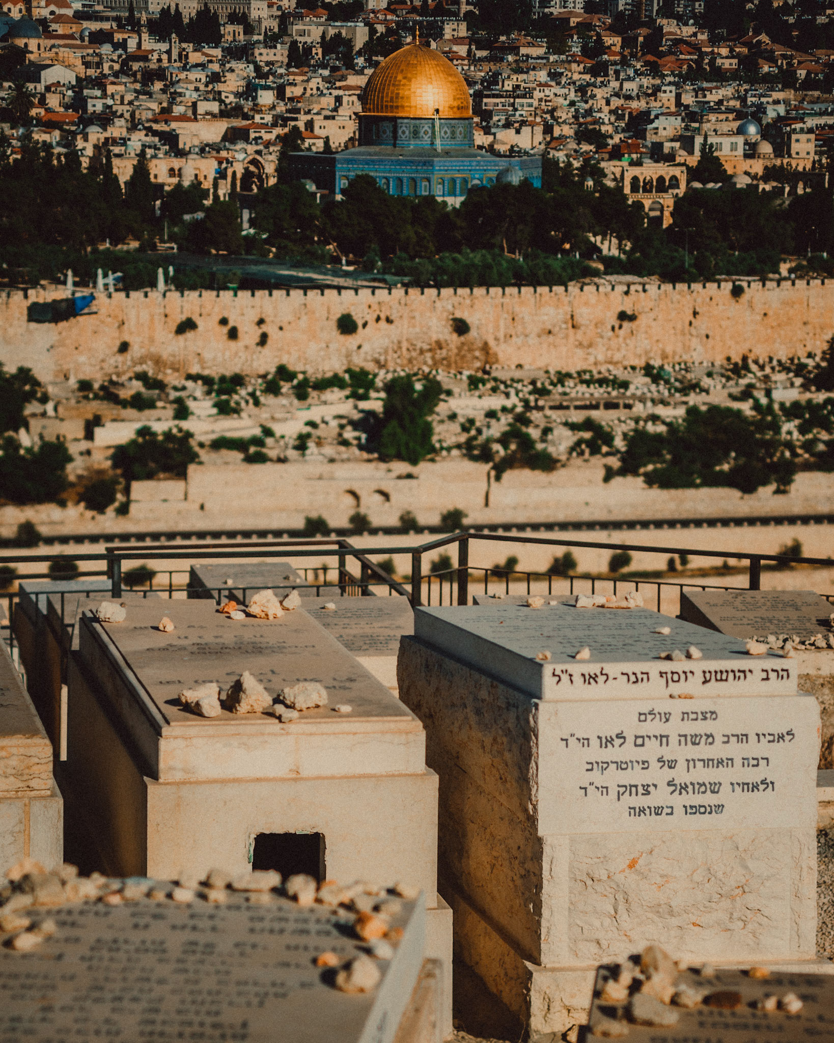 A tomb with Hebrew inscriptions, Jewish Cemetery, Mount of Olives, Jerusalem, Israel, July 2015, Sony A7S.