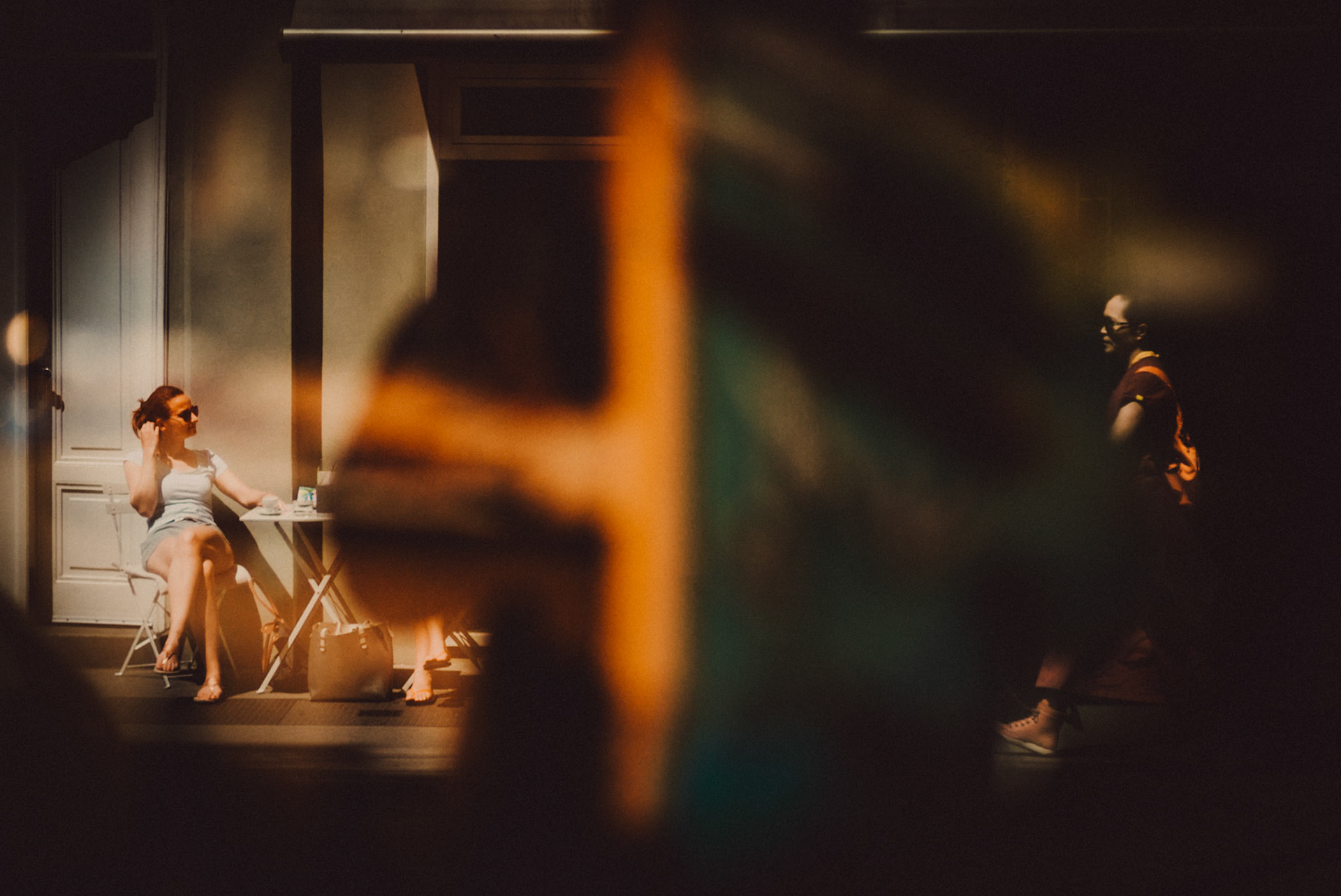 "East meets West", juxtaposition and window reflections, Neubau, Vienna, Austria, July 2016, Leica M.