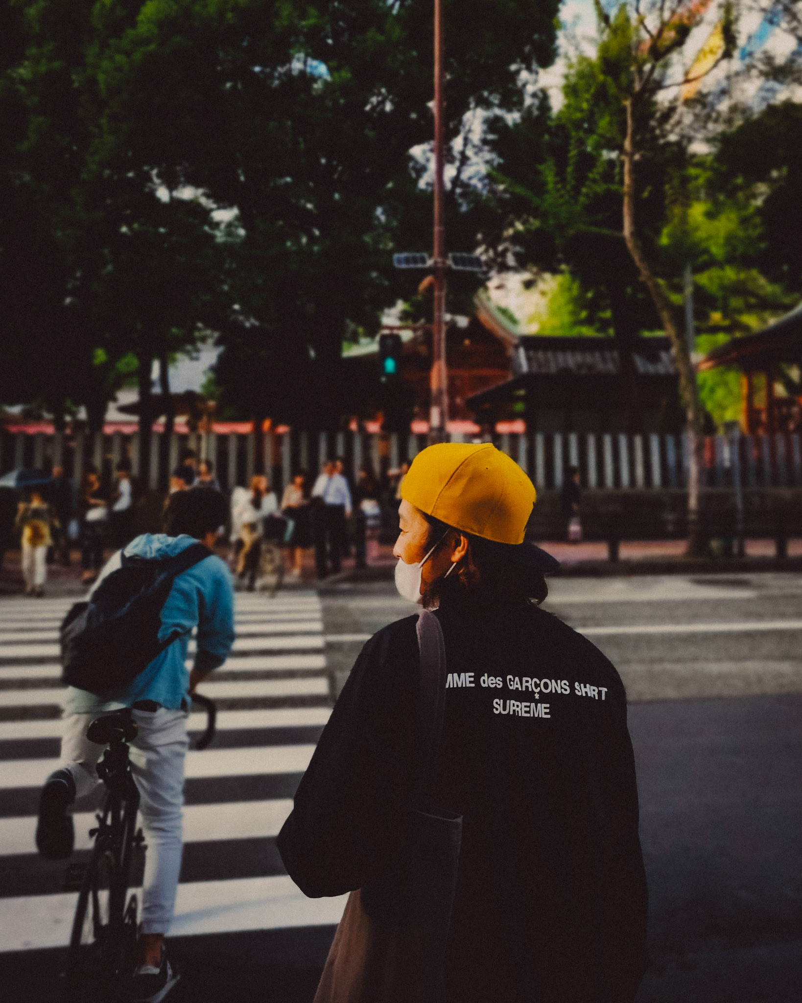 A Japanese hipster wearing a Commes des Garcon x Supreme collab shirt, Tenjin, Fukuoka, Japan, October 2018, Huawei P20 Pro.