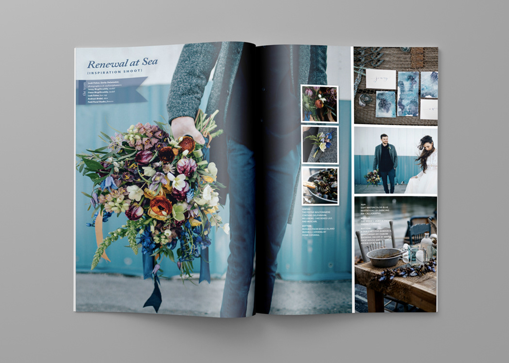 Publication Seacoast Weddings magazine spread design created by Artist and Graphic Designer Brett Davis, based in Toronto, Ontario.