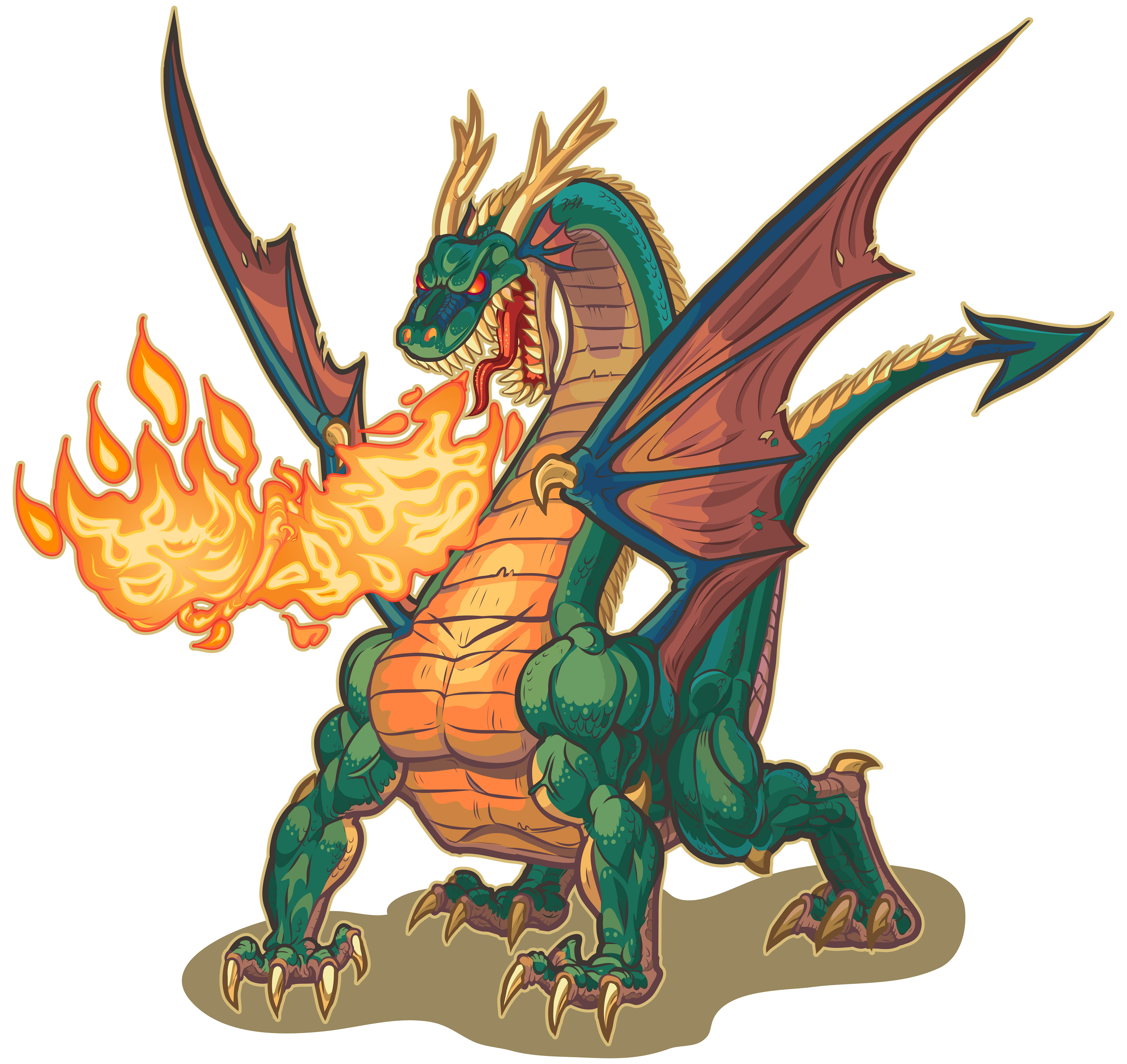 Christopher Doehling Dragon breathing fire vector illustration