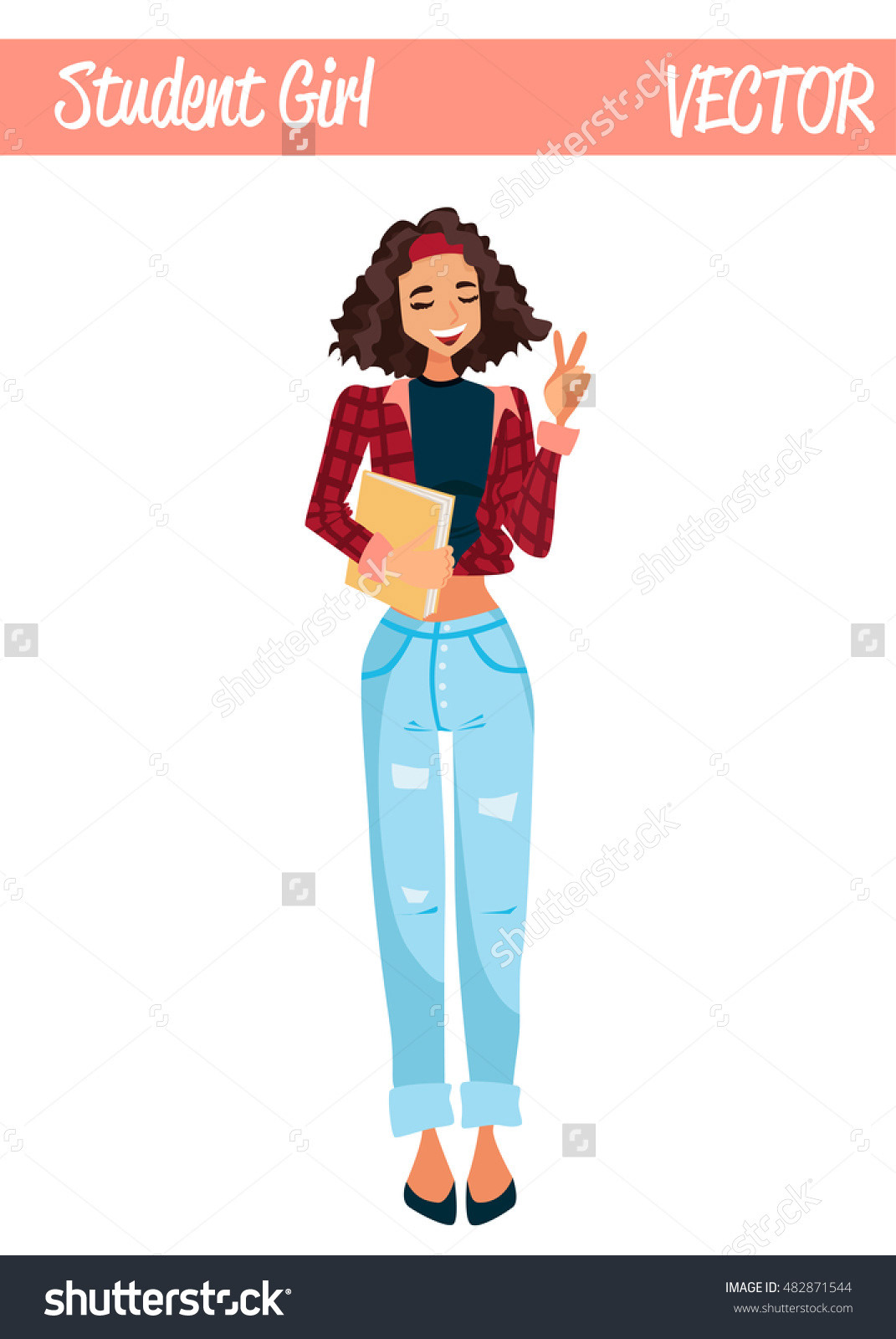 Brunette Healthy Skinny Girl Cartoon Character Illustration Showing Off Her  Muscles, Being Skinny, Healthy and Wearing Sportswear: Sports Bra and  Leggings Stock Vector