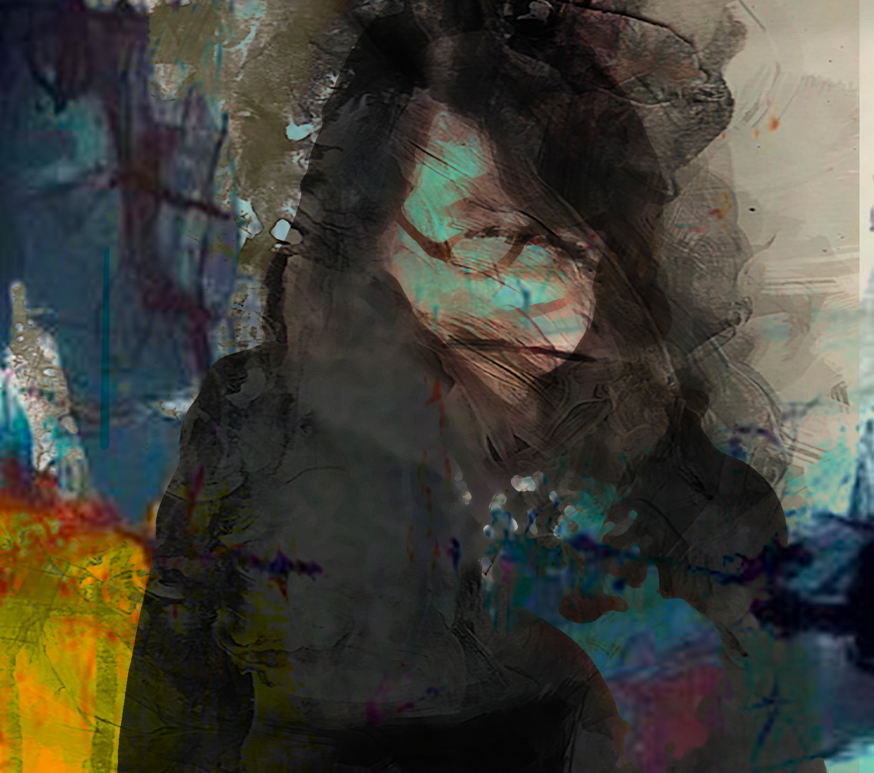 Danielle-Portrait-Serie-01, 2021,overpainted-photography on Photo-Print, 30x40cm
