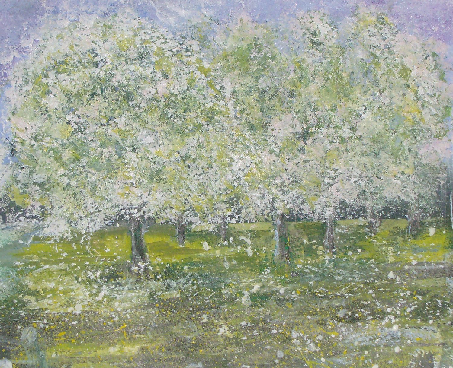 Wild Pear Trees, Ceou Valley - Mixed media on paper - 22cms x 25cms