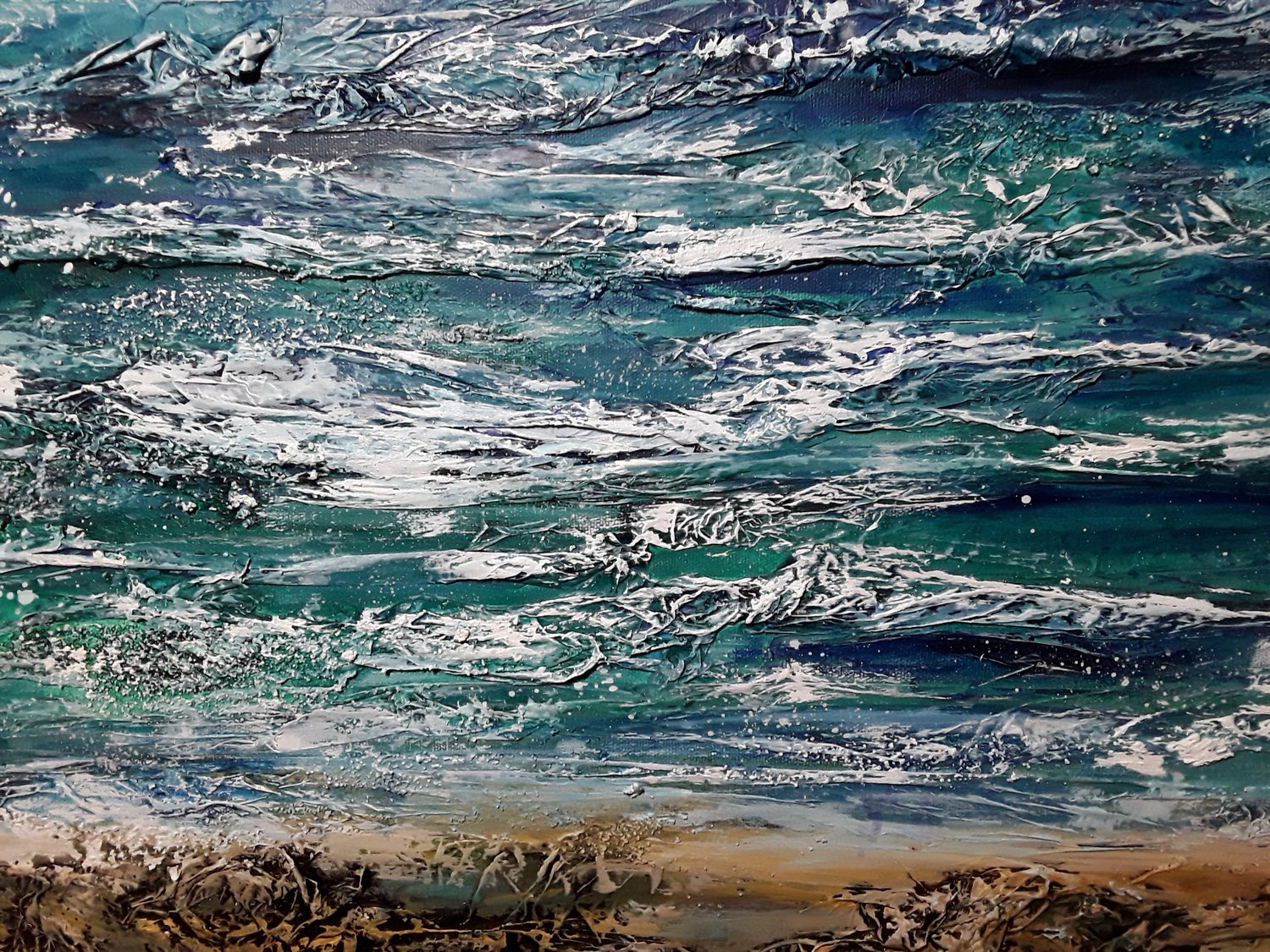 The Oyster Catcher Days (Detail) - Mixed media on canvas - 70cms x 100cms