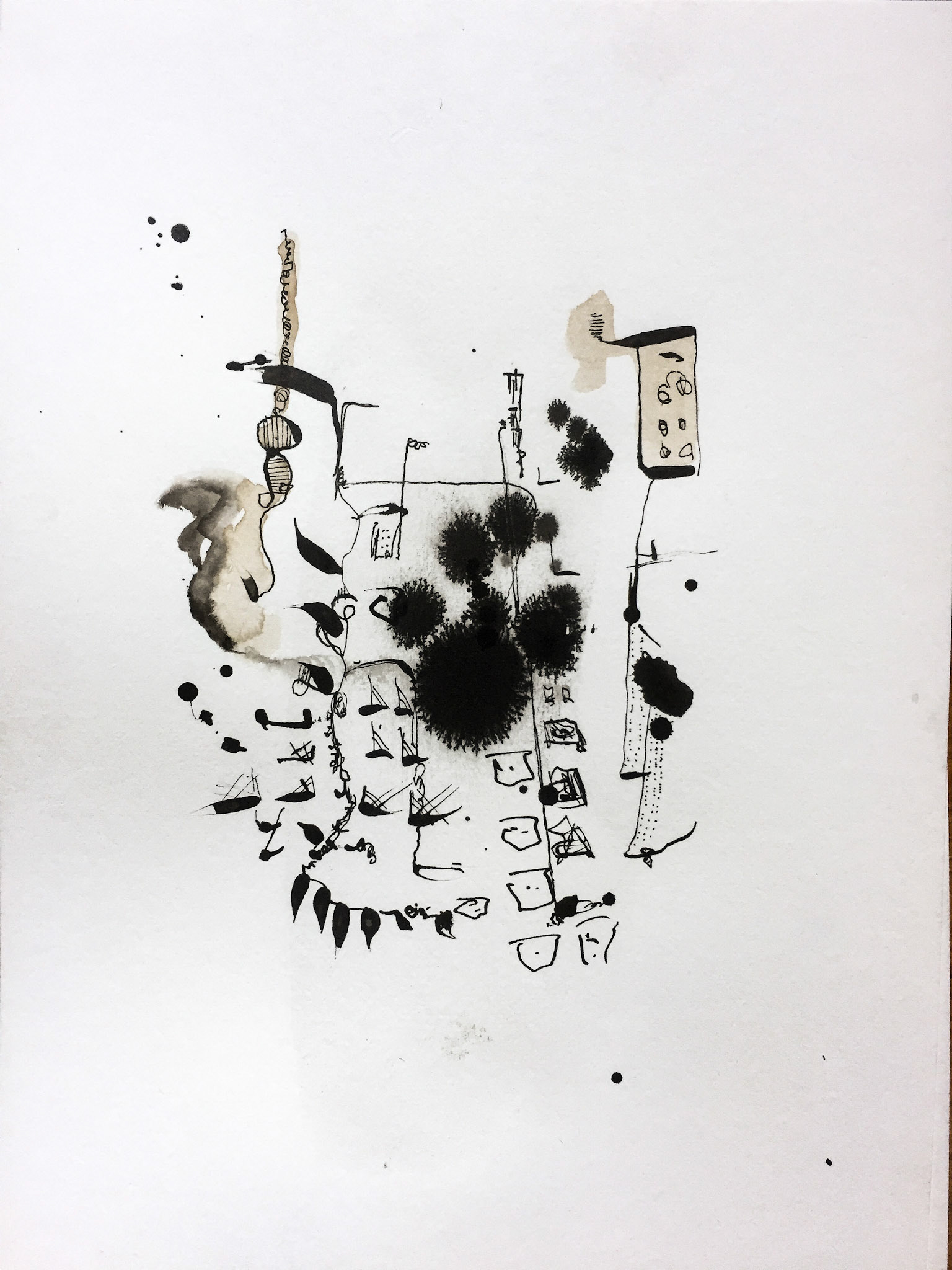 "Human factory" 2018. Indian ink on paper.