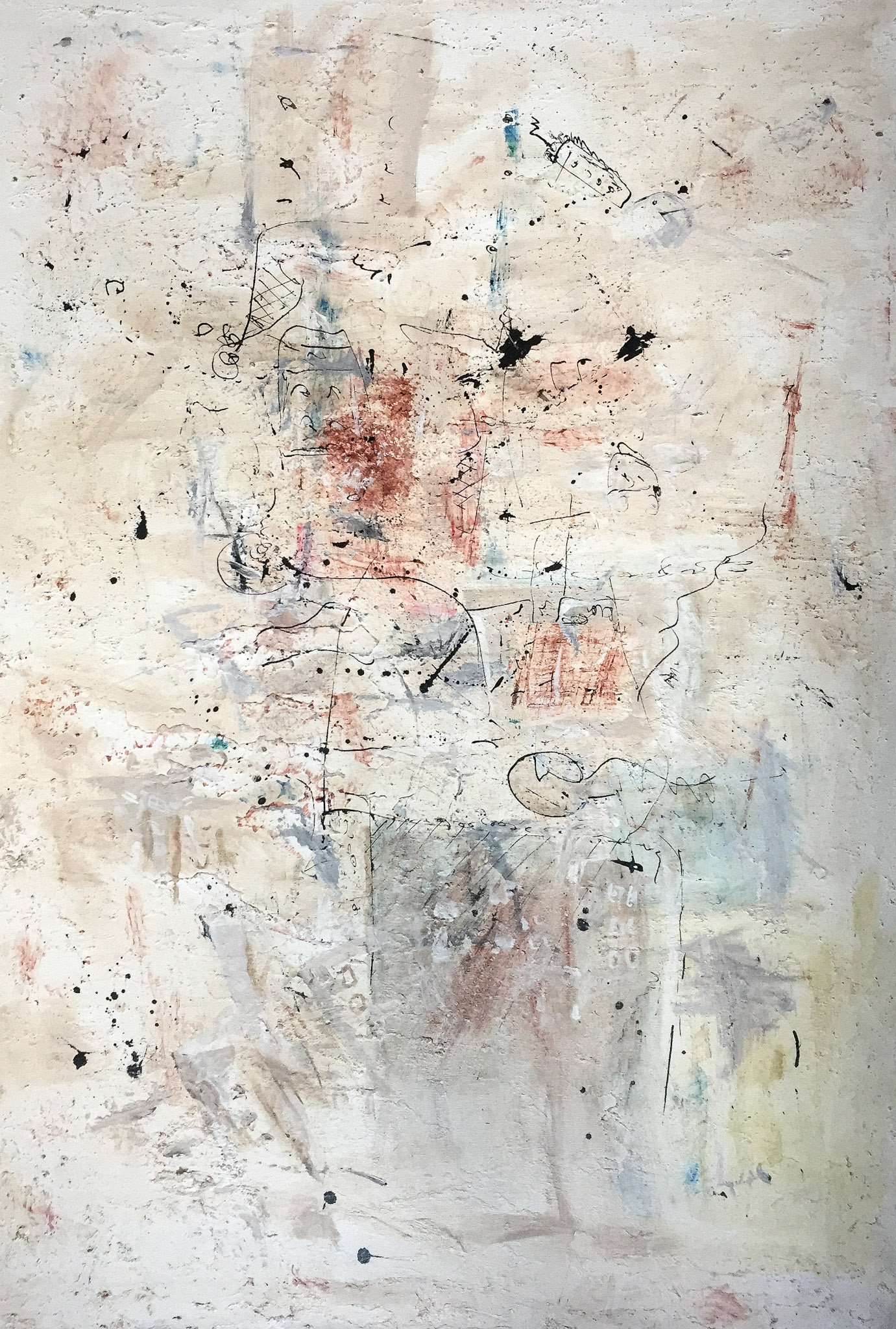 "21 Century caveman" Indian ink and pigments on canvas. 2018.