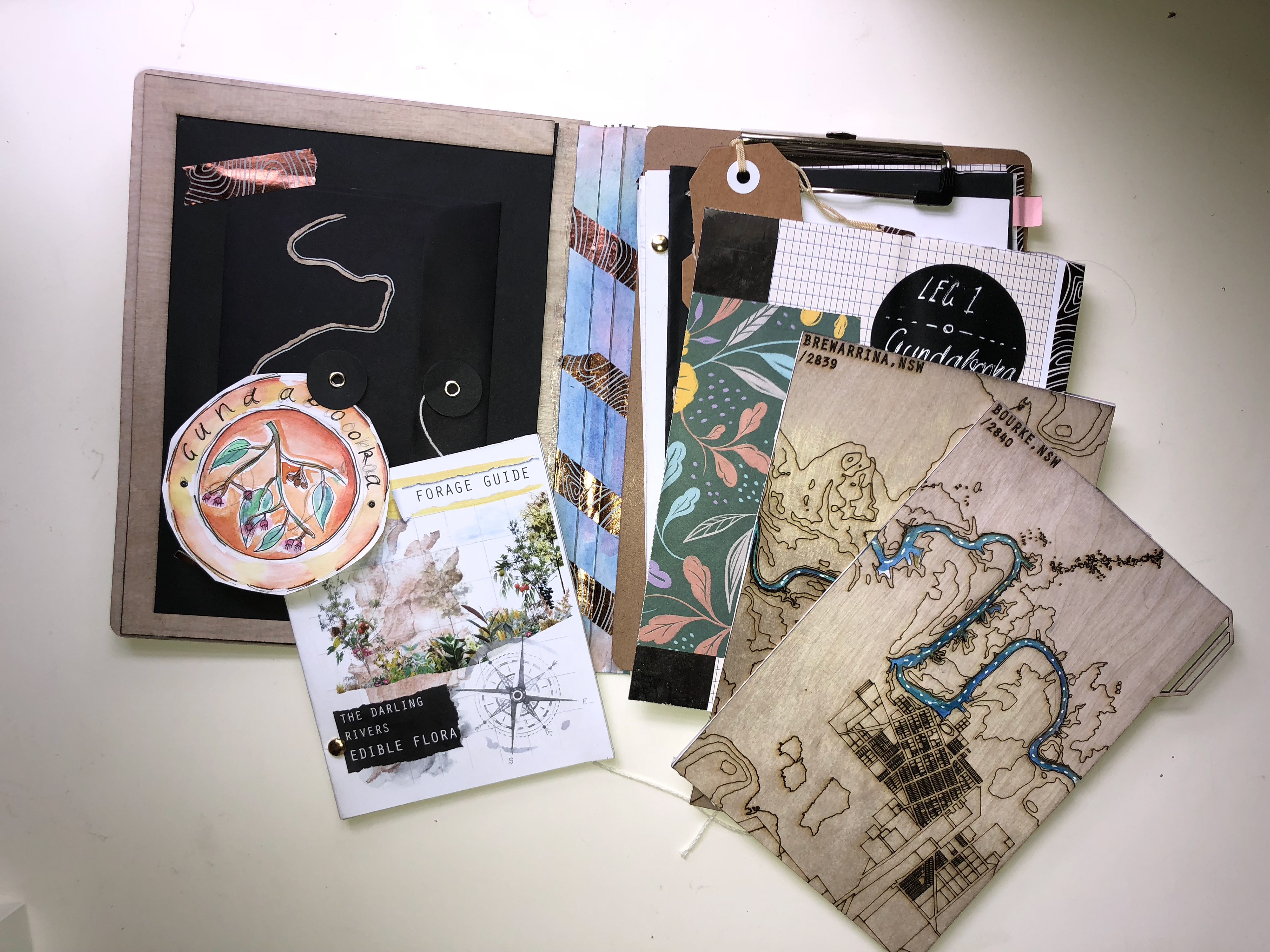 Inspired by the Goshuin notebooks in Japan, where visitors stamp a unique image of the site or a quote to commemorate their travels. Attendees are given a notebook on arrival to document their notes, forage findings, historical site visits and experience in one personal A5 journal. each checkpoint is noted in the book by a stamp and date relating to the area / activity. The stamps are inspired by botanical illustrations of the native flora, fruits and seeds. Each notebook will be deeply personal and unique so that by the end of the four day journey everyone will have a collection of original artworks, that traces their journey as well a handmade woven basket and clay tea cup to keep. 