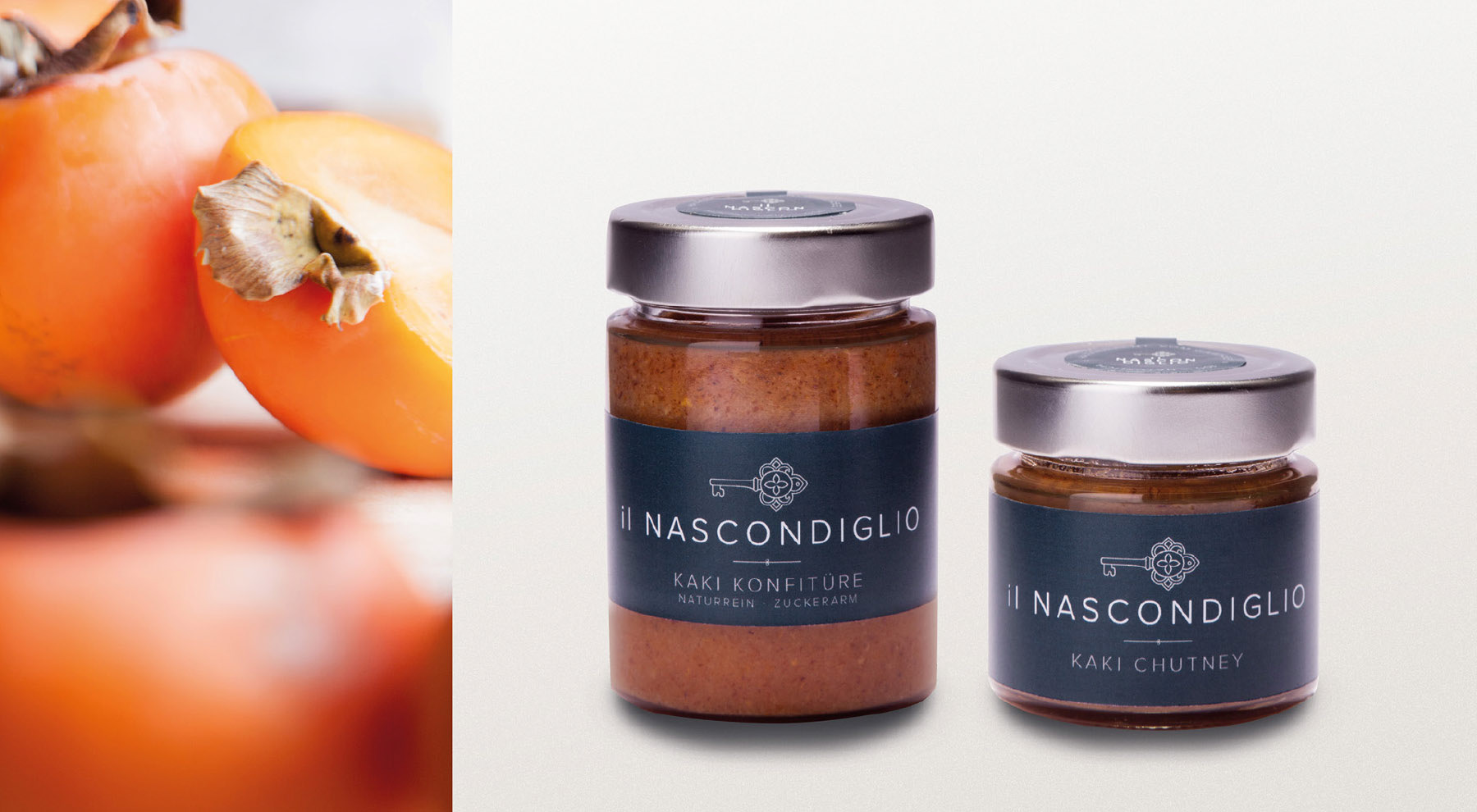 il nascondiglio Kaki, Kaki Konfitüre, Kaki Chutney Gläser