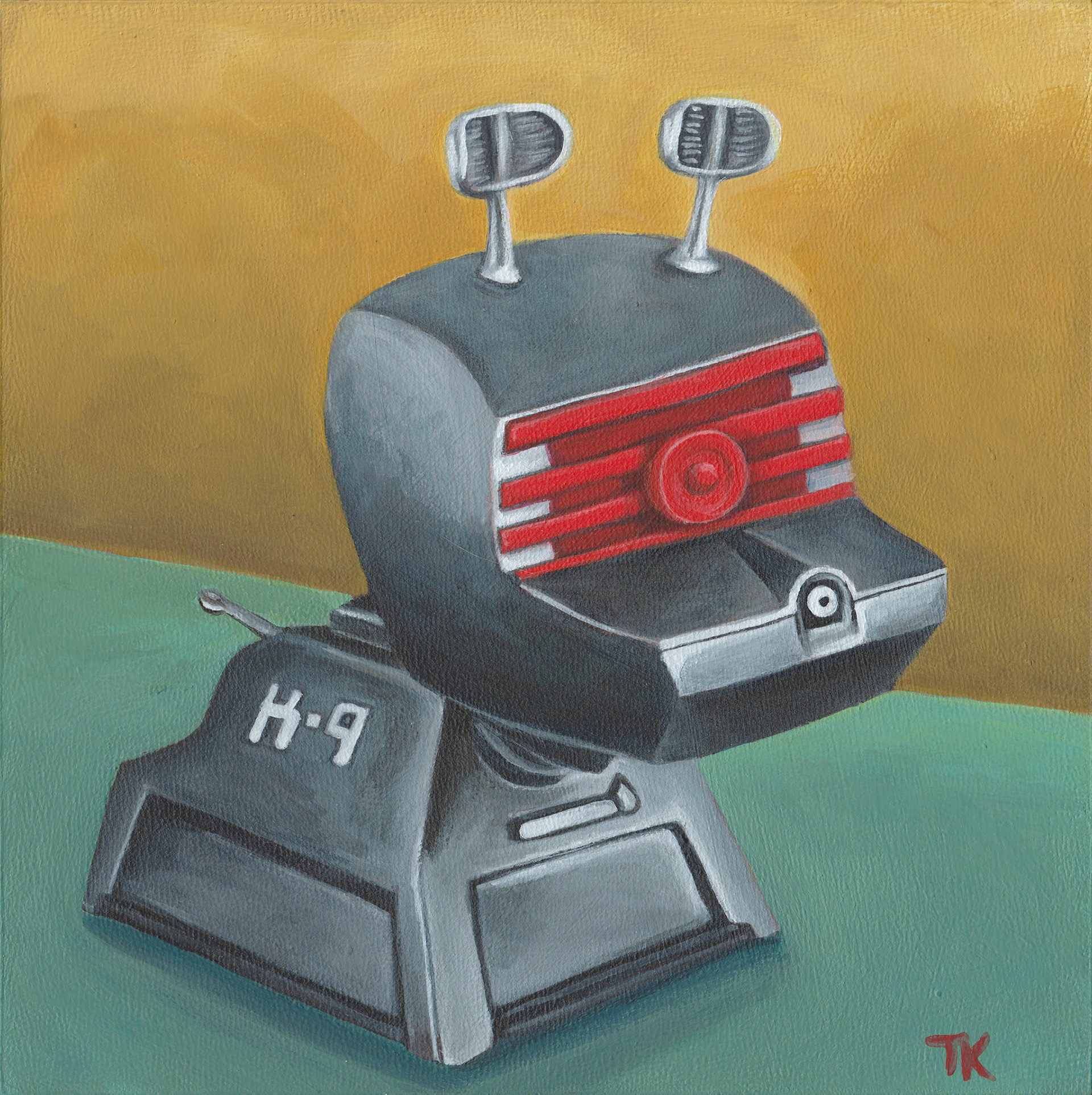 "K-9" Acrylic on panel (framed), 8 x 8 inches, $190