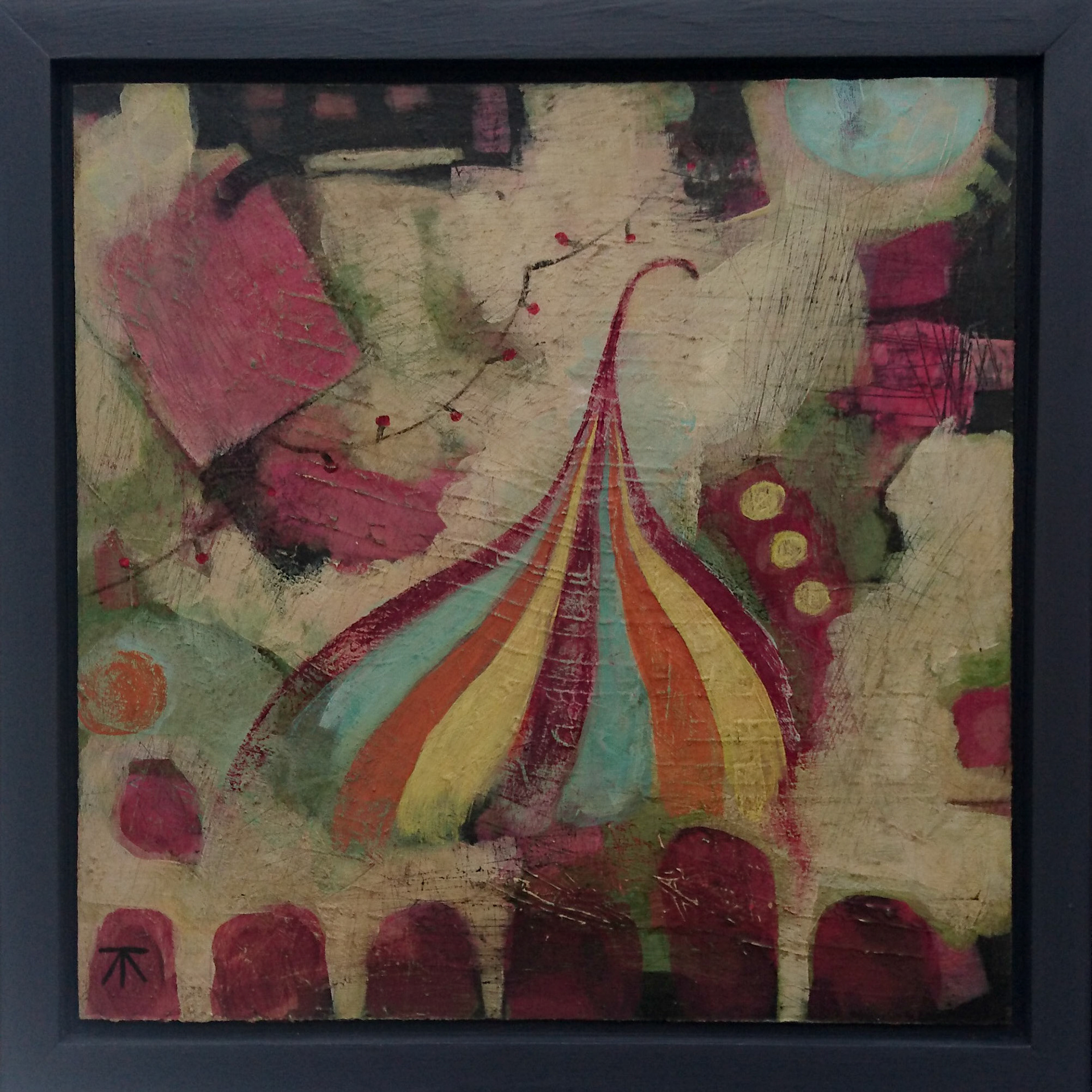 "Whimsy" Acrylic on panel, Framed $245