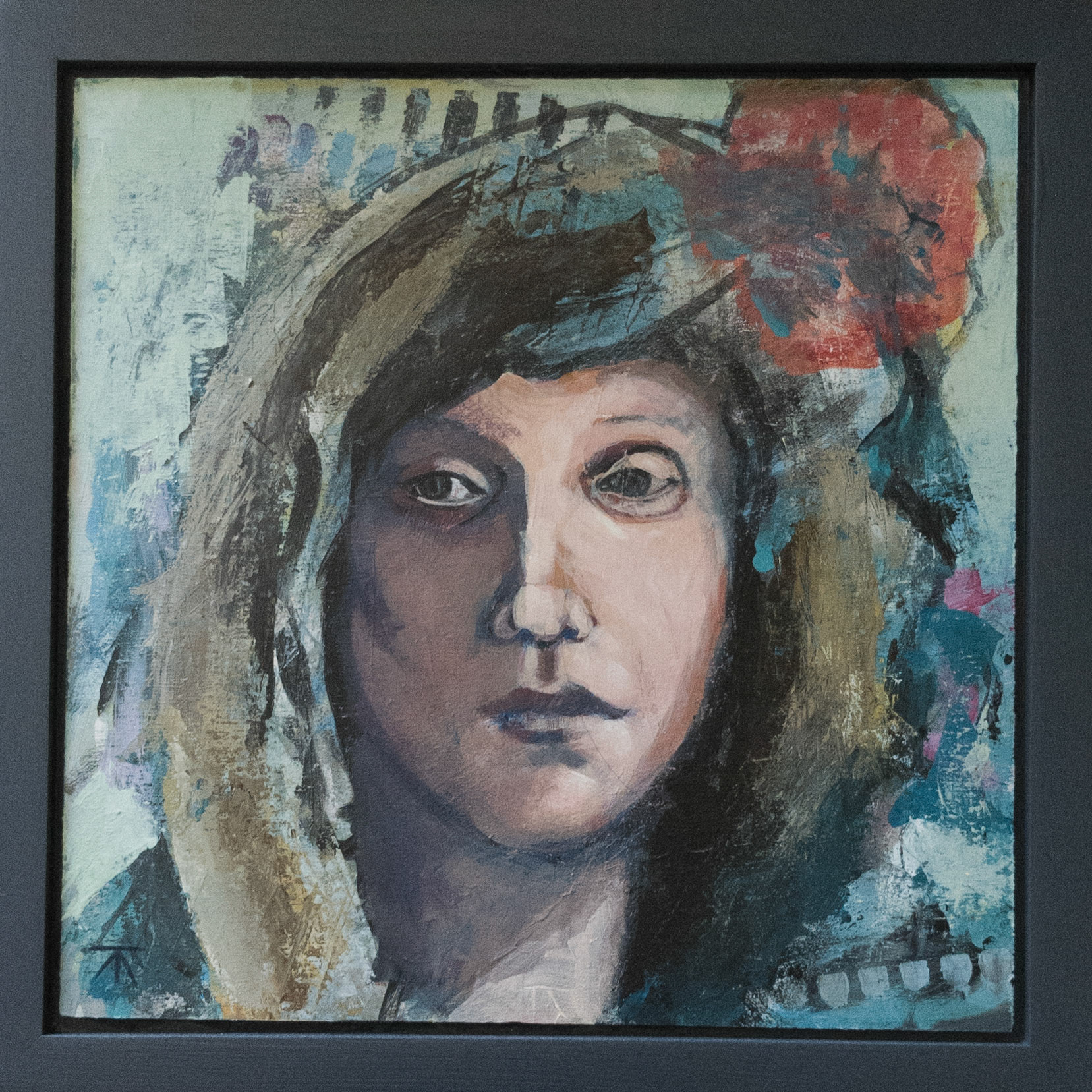 "Face in Light and Shadow" Acrylic on panel, Framed $245