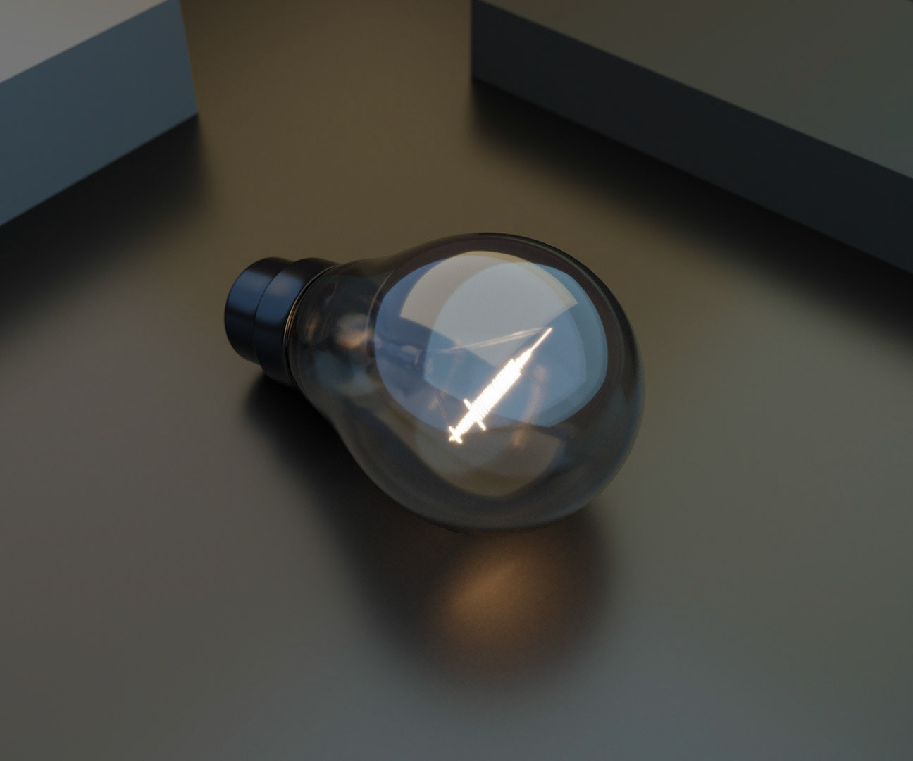 Light bulb: the incandescent filament is shaped like a syringe. Vaccinations?