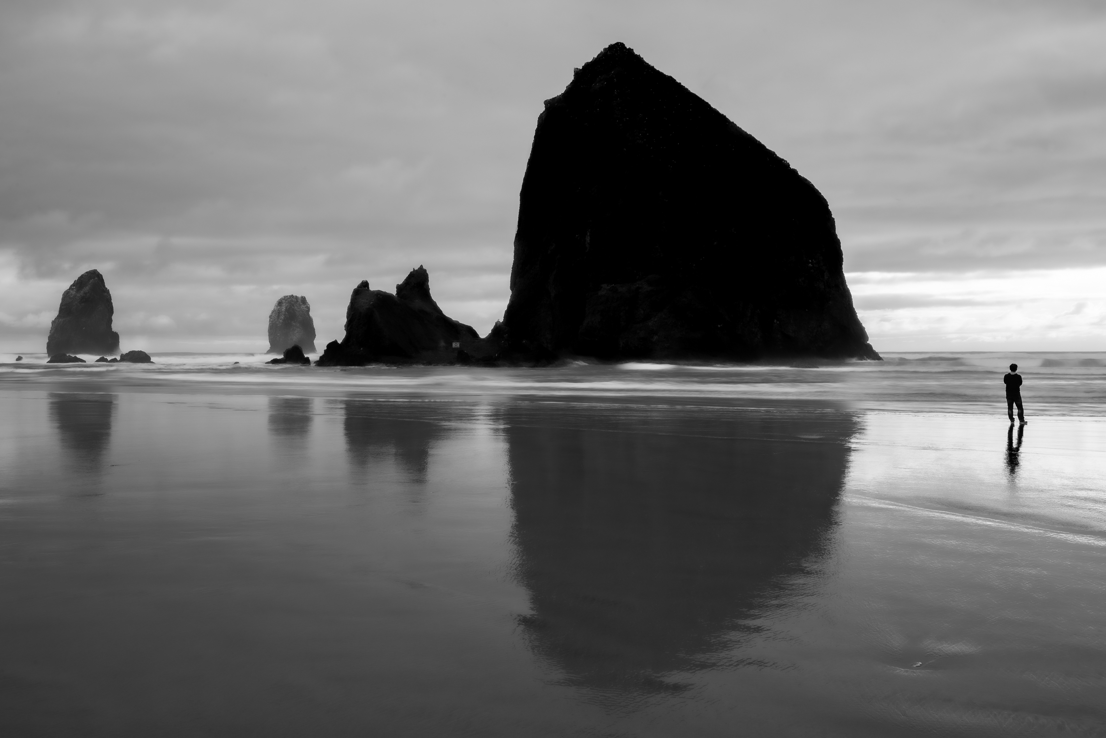 Hay Stack Rock - Black and White