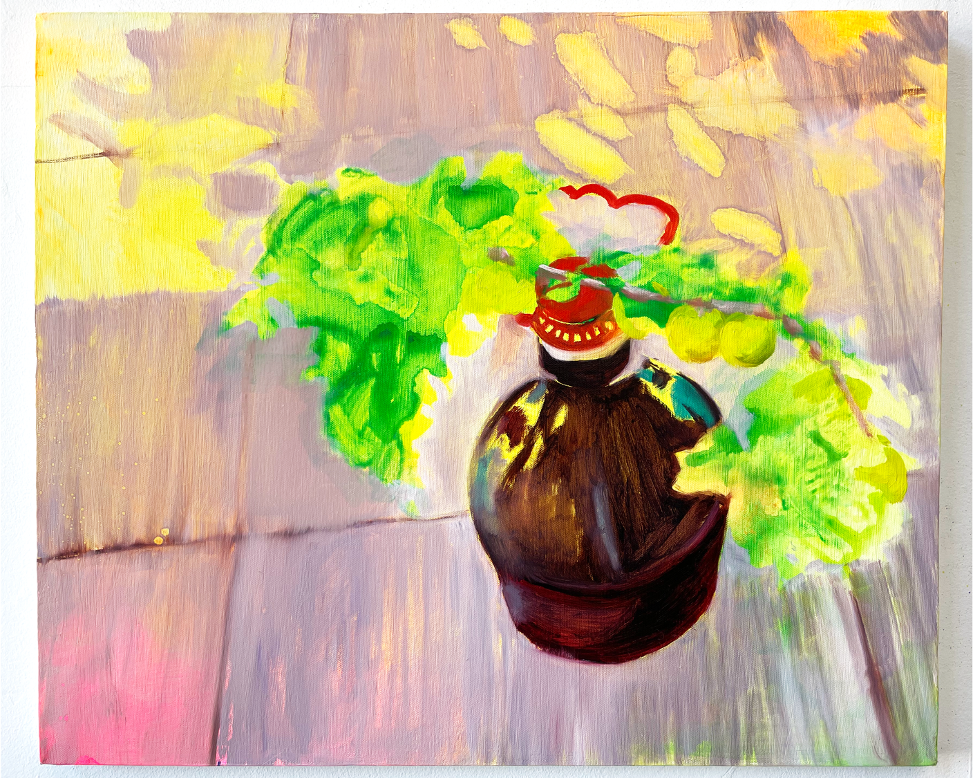 Wine in Adjara (in progress), 2021. Acrylic and oil on canvas, 24" x 20"