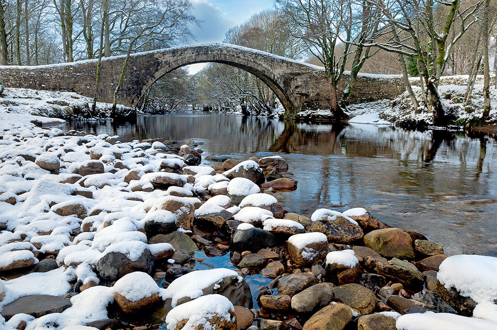 Ivelet Bridge in winter, Swaledale