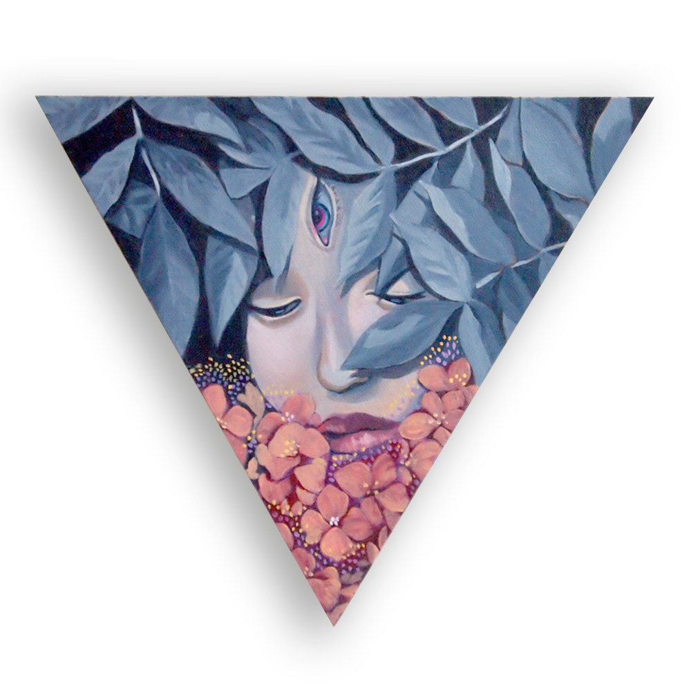 Hexa v, oil on cradled wood, 2017