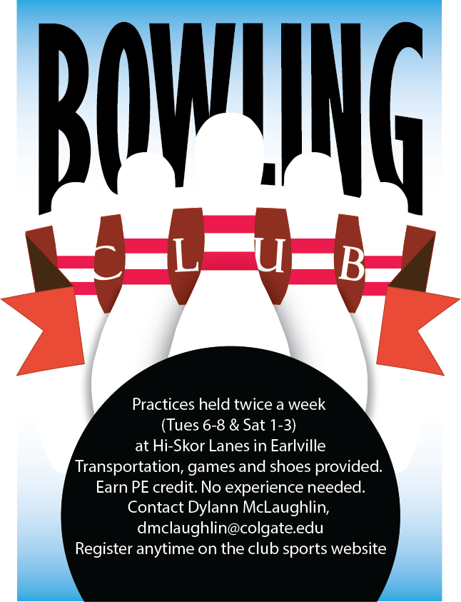 Poster designed for the Colgate University Bowling Club.