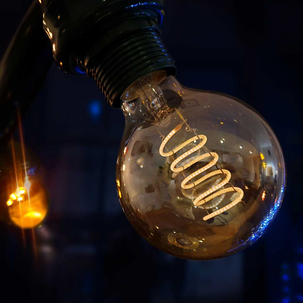 Vintage Edison globe bulb with spiral filament