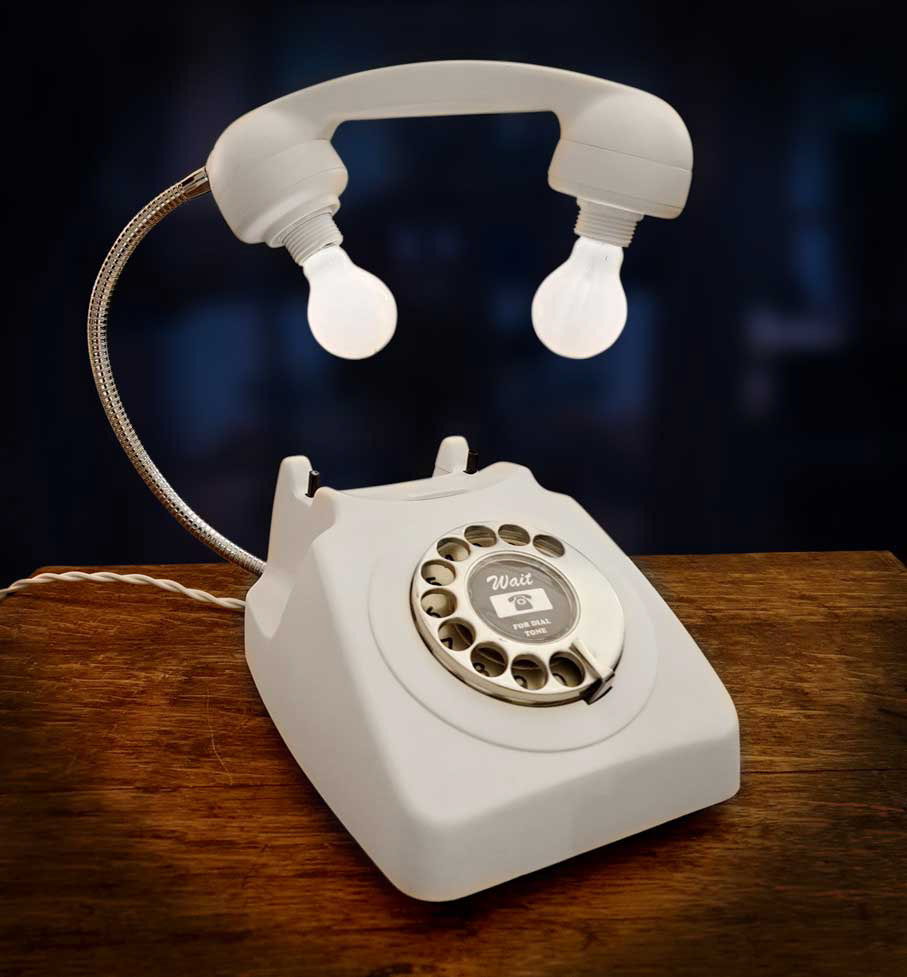Upcycled retro rotary dial telephone lamp