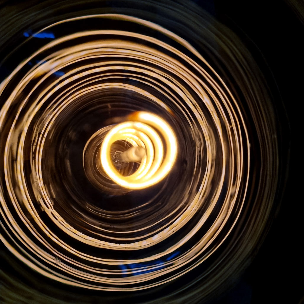 Spiral filament producing a lovely warm glow
