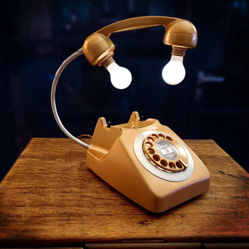 Upcycled Retro Vintage Rotary Telephone Lamp Copper/Gold