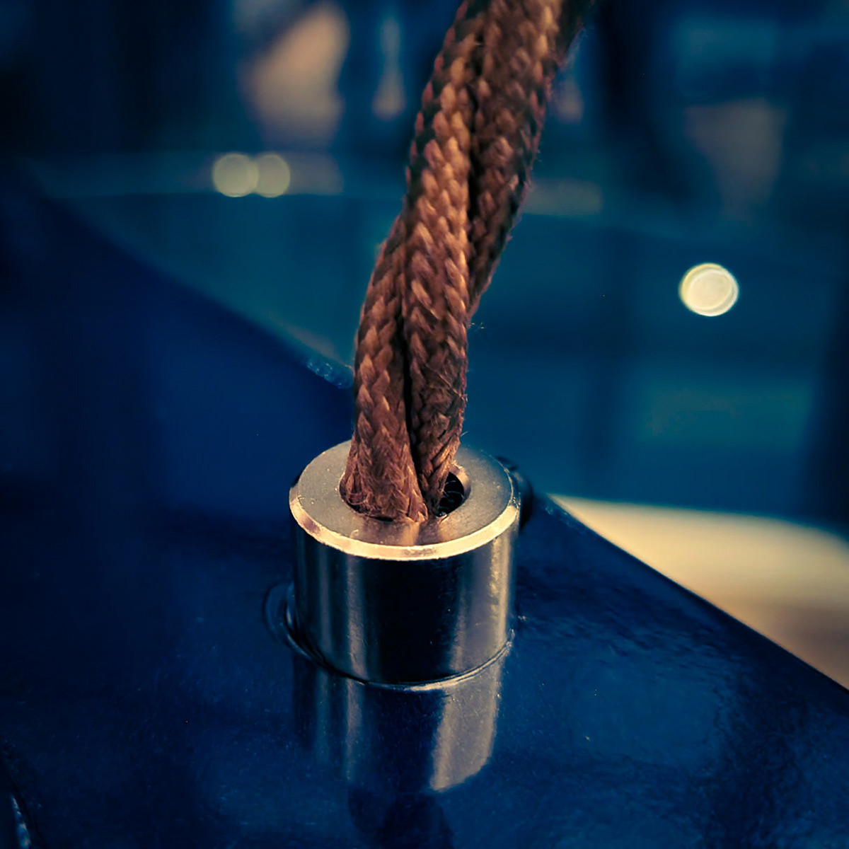 Chrome cord grip with vintage braided cable