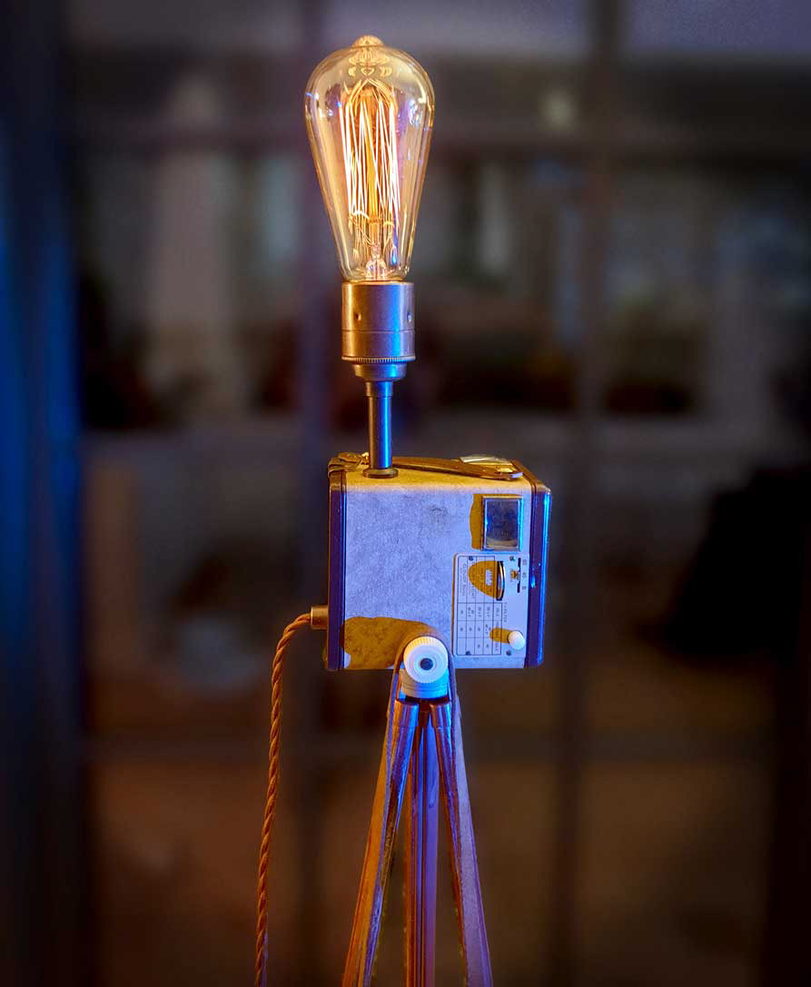 Upcycled Vintage 1950s Kodak Brownie Camera Edison Tripod Lamp