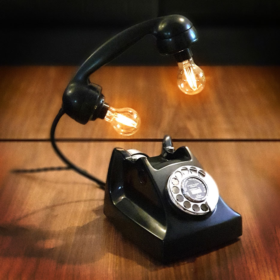 Upcycled vintage bakelite telephone lamp - The Reliance Telephobe Co LTD