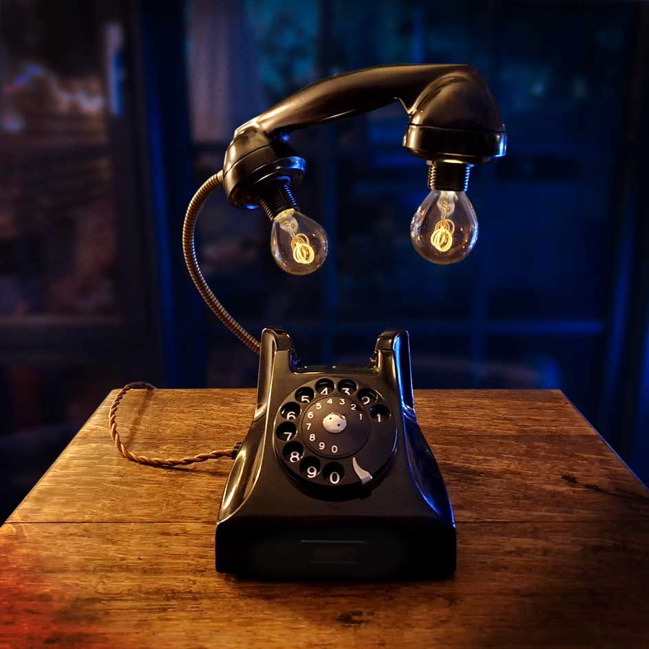Upcycled vintage phone lamp