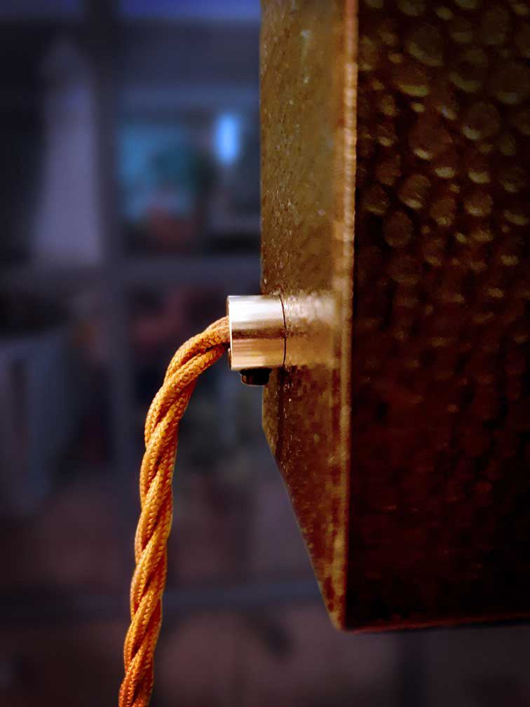Chrome cord grip with vintage braided cable