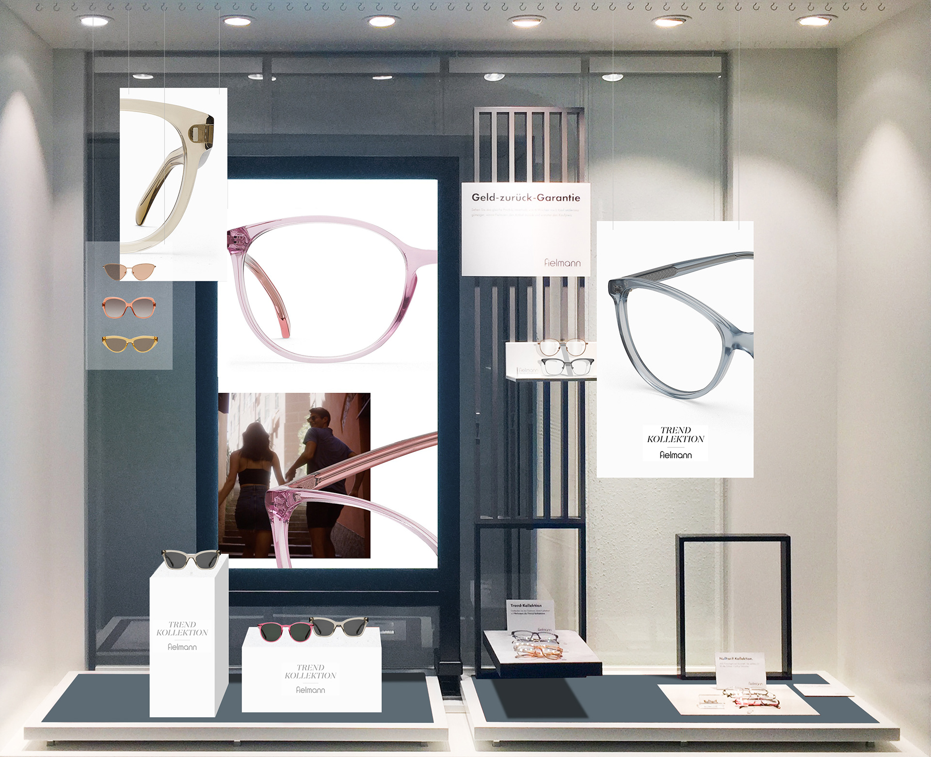 Design von Schaufenster von Fielmann Filialen für die Trendkollektion
