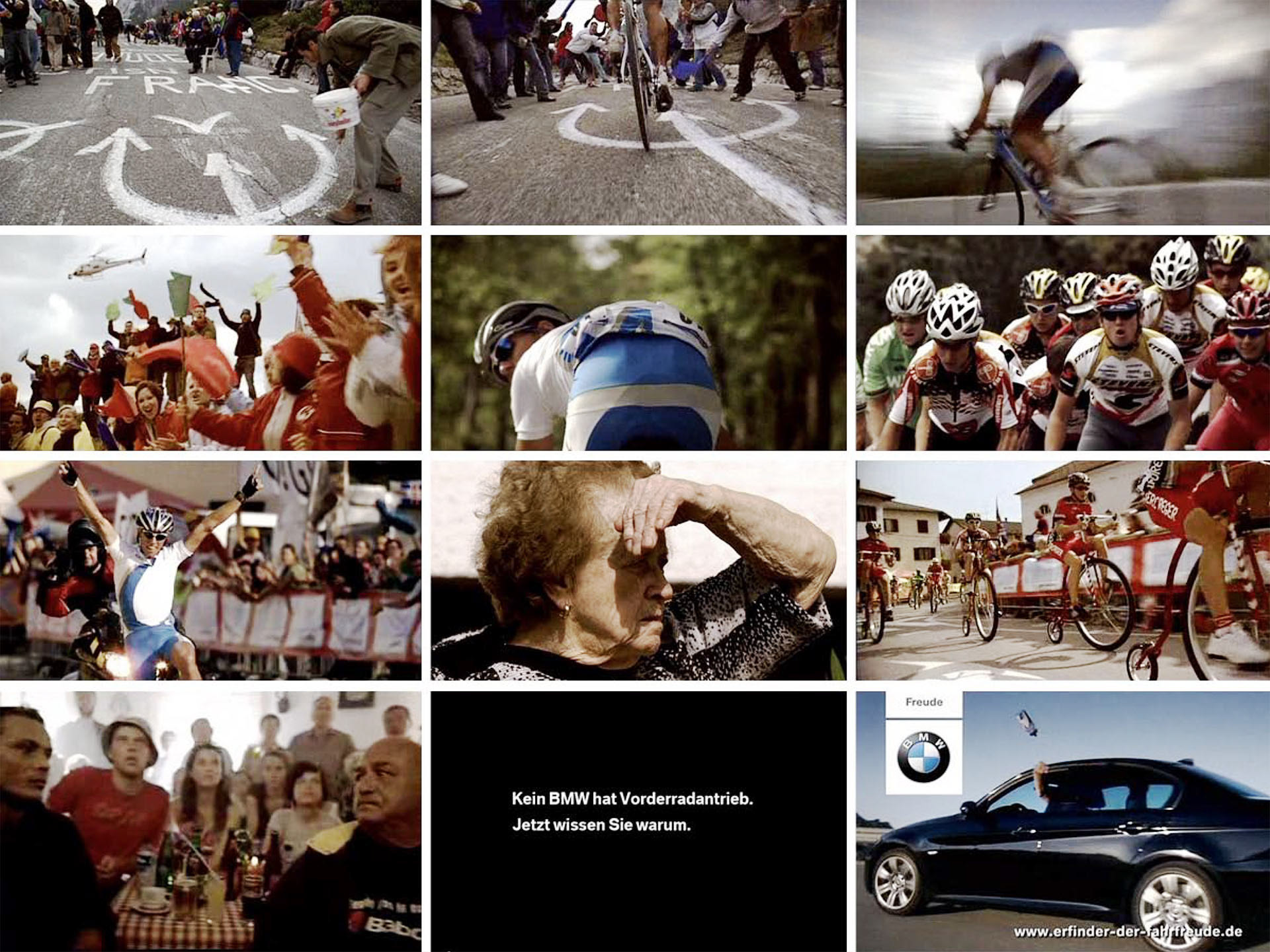 Storyboard mit Screenshots aus dem BMW TV Spot "the Race".